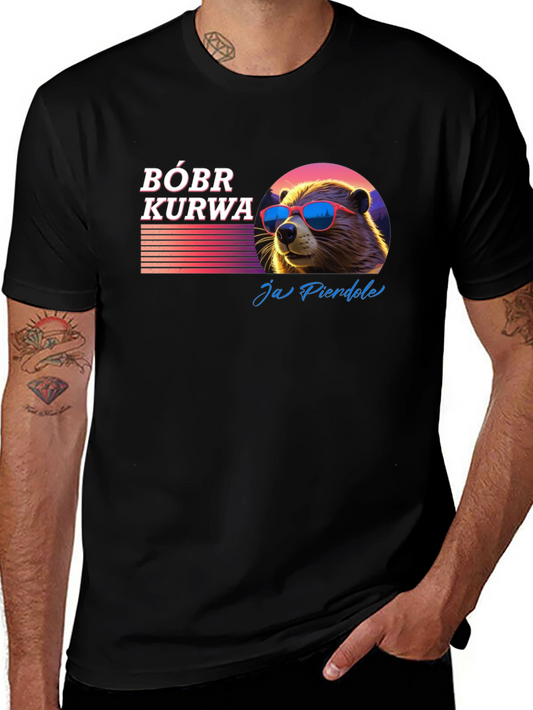 BÓBR KURWA Beaver T-Shirt Cool Sunglasses Graphic Tee