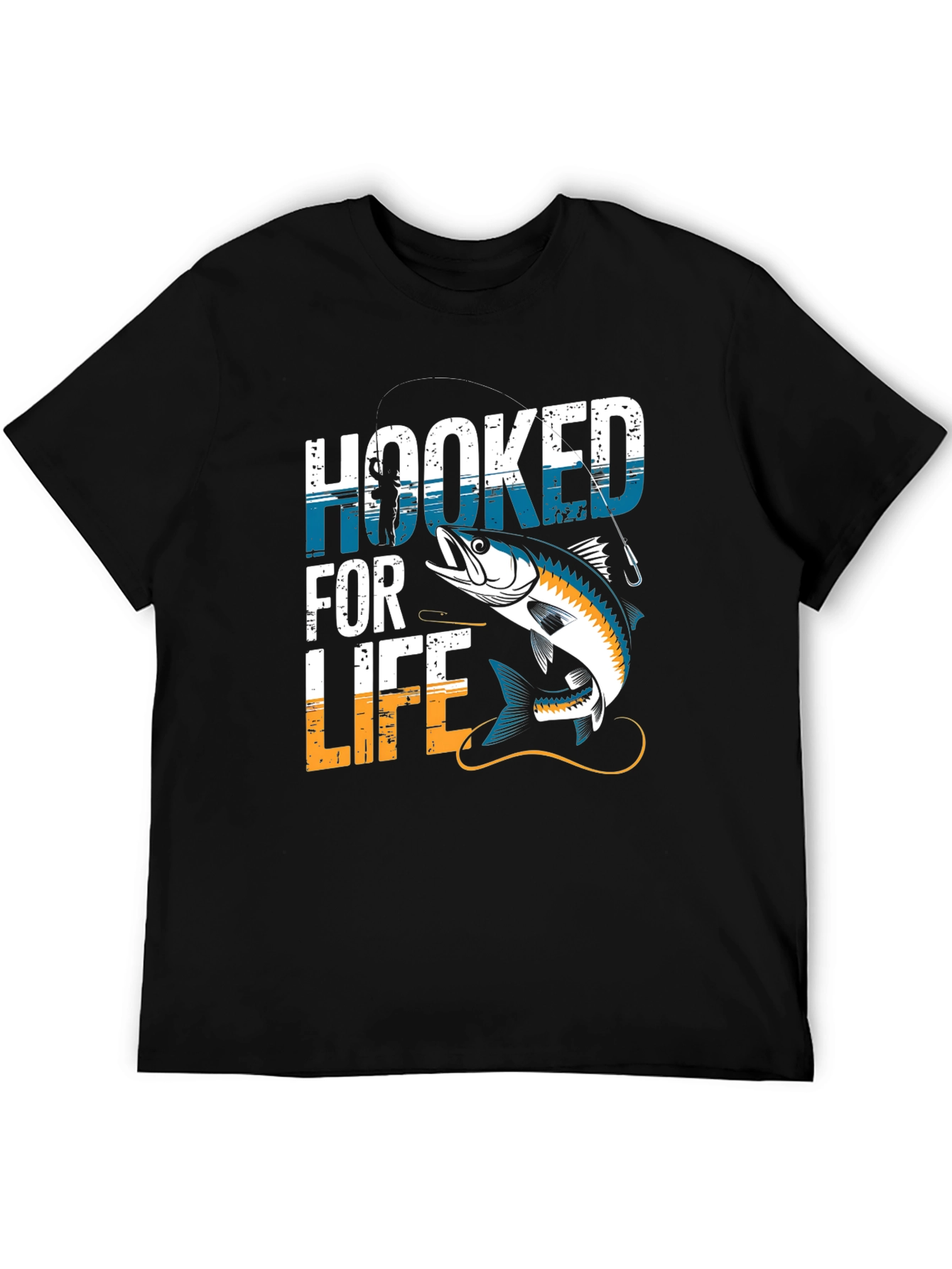 Hooked for Life Fishing T-Shirt - Bass Design