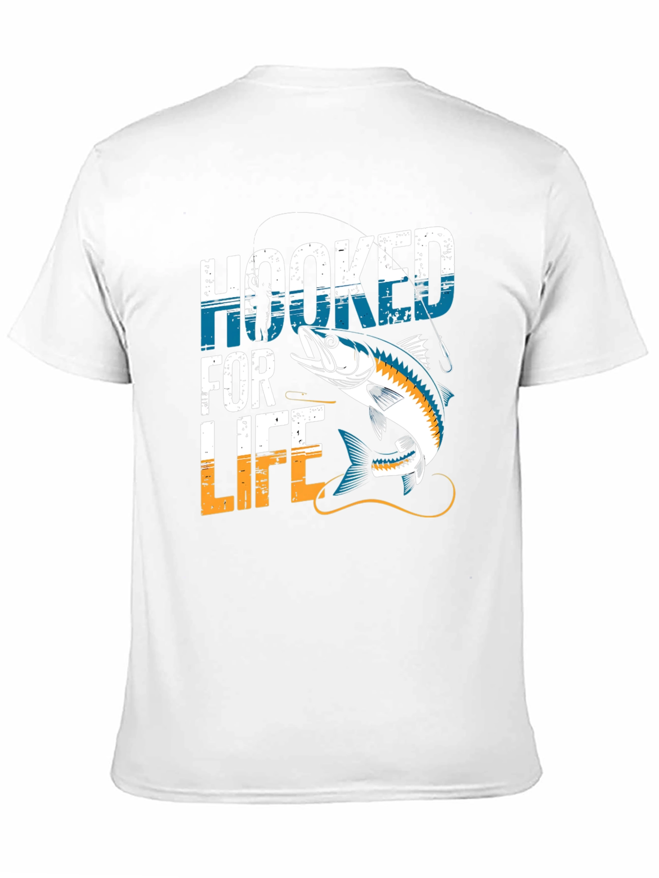 Hooked for Life Fishing T-Shirt - Bass Design