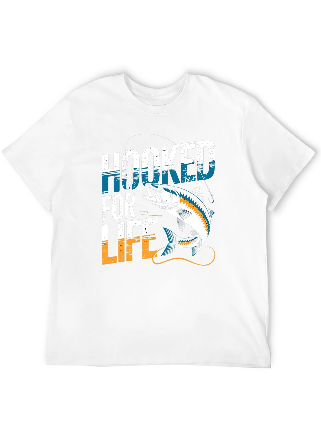 Hooked for Life Fishing T-Shirt - Bass Design