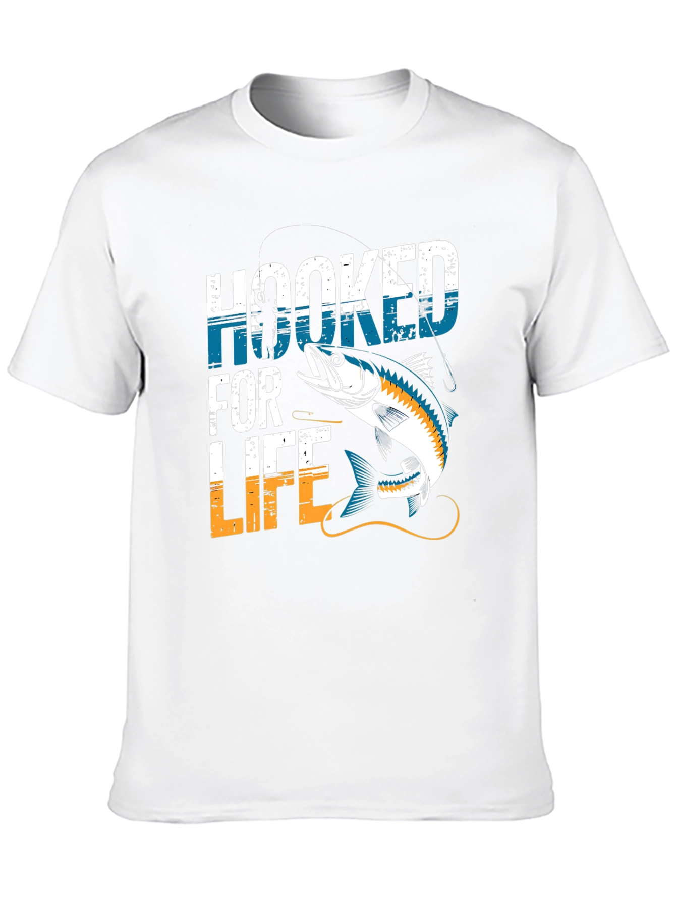 Hooked for Life Fishing T-Shirt - Bass Design