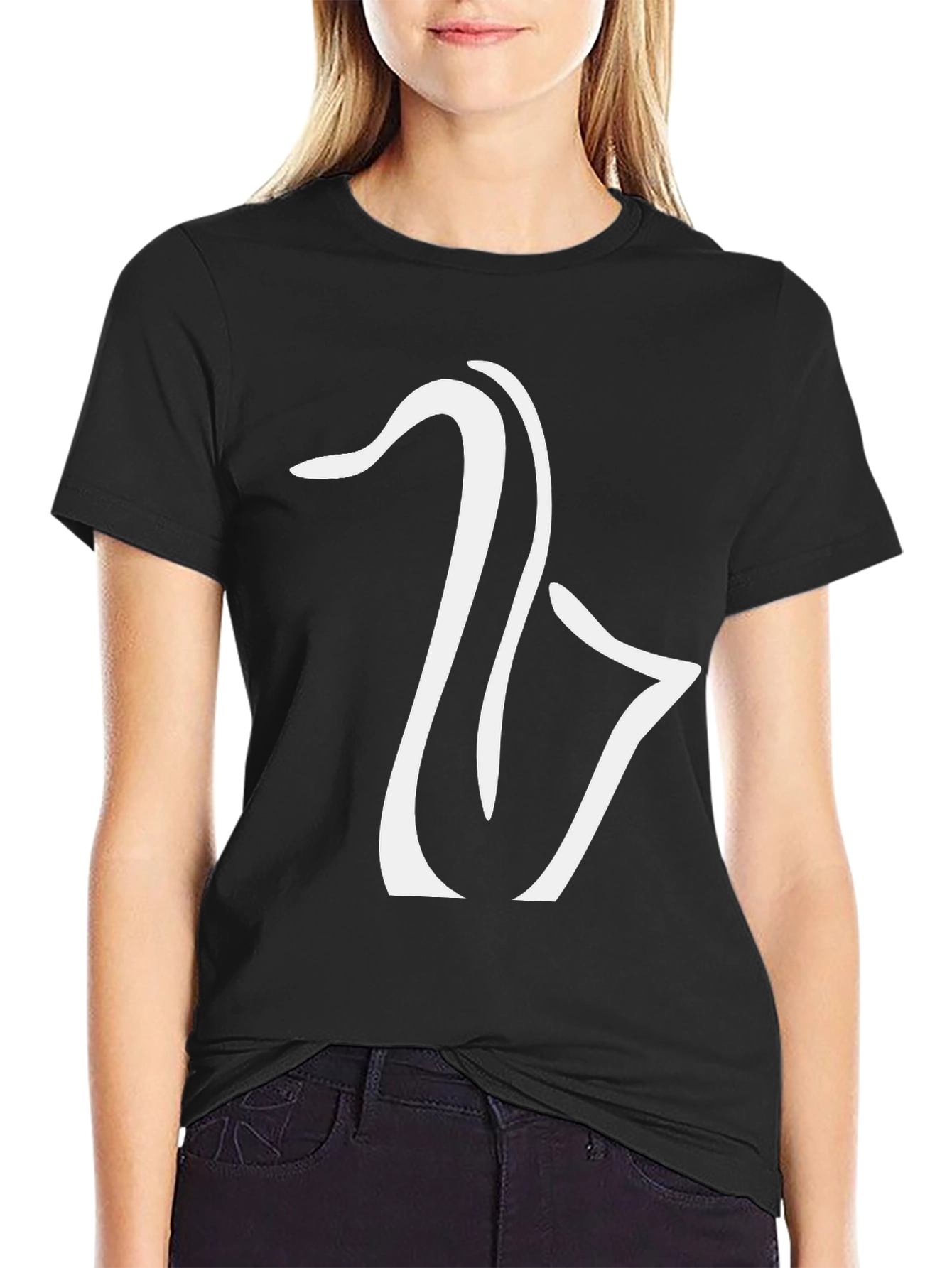 Saxophone Graphic Tee - Black Cotton Casual Shirt