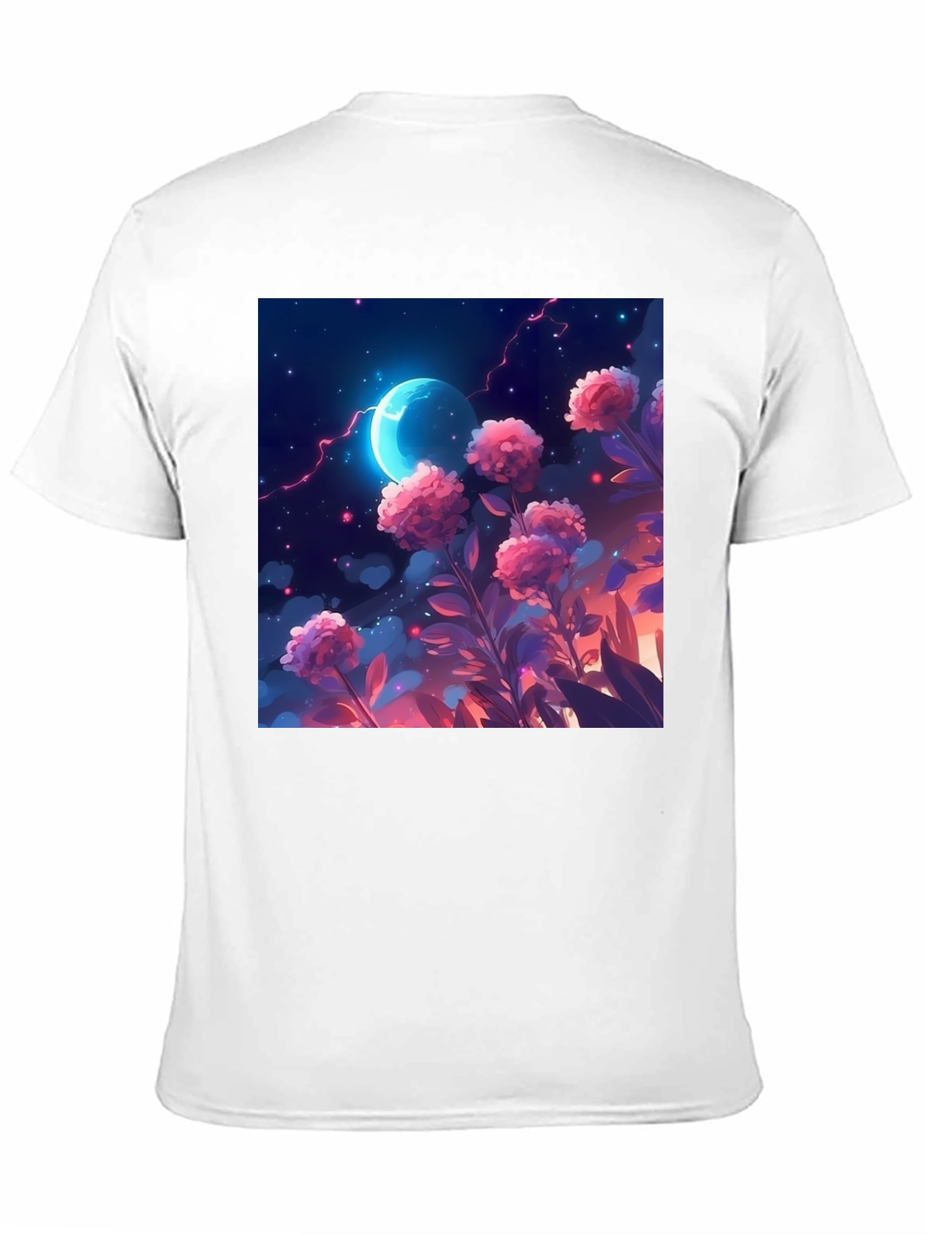 Floral Moon T-Shirt - Celestial Garden Design