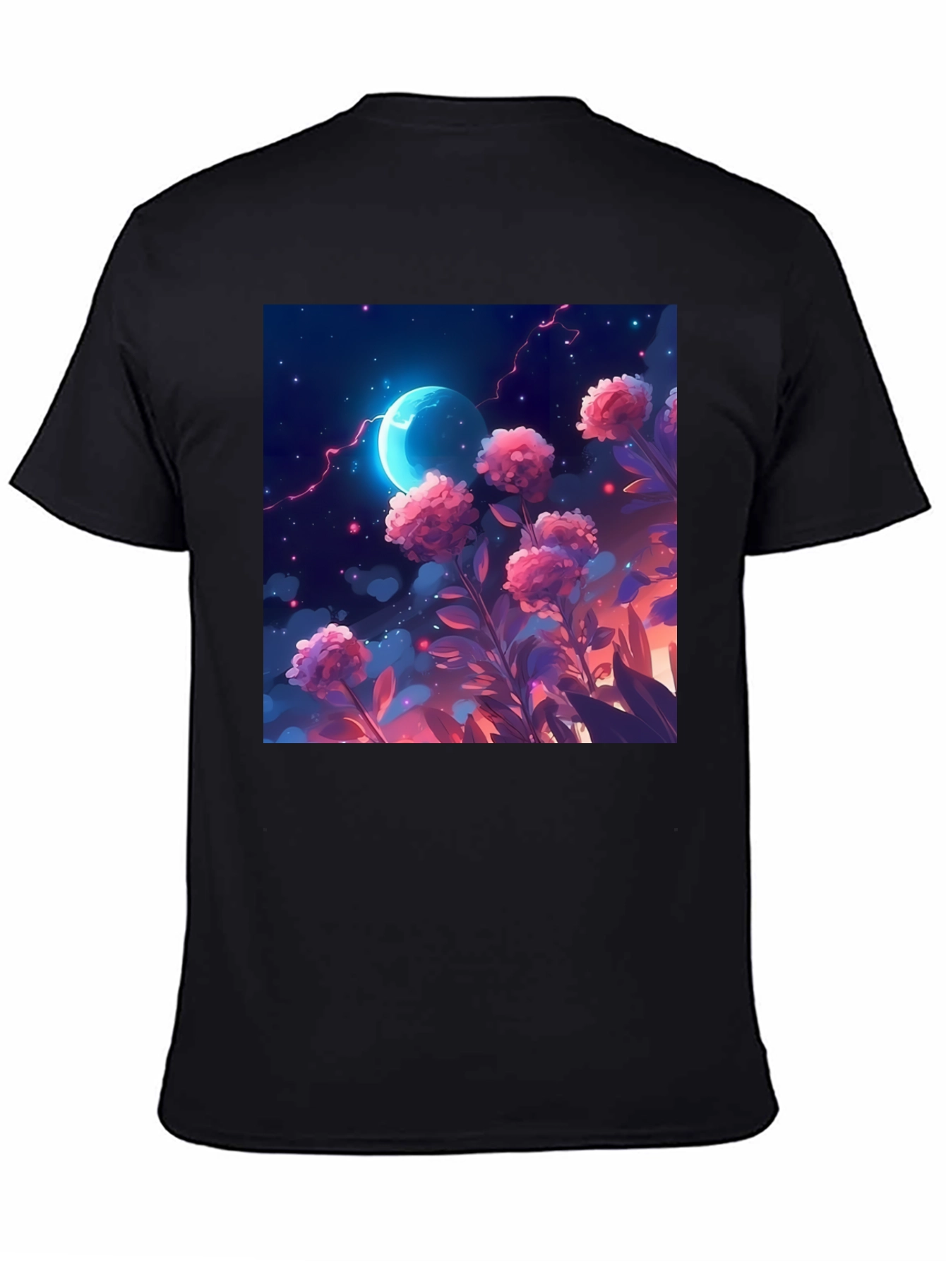 Floral Moon T-Shirt - Celestial Garden Design