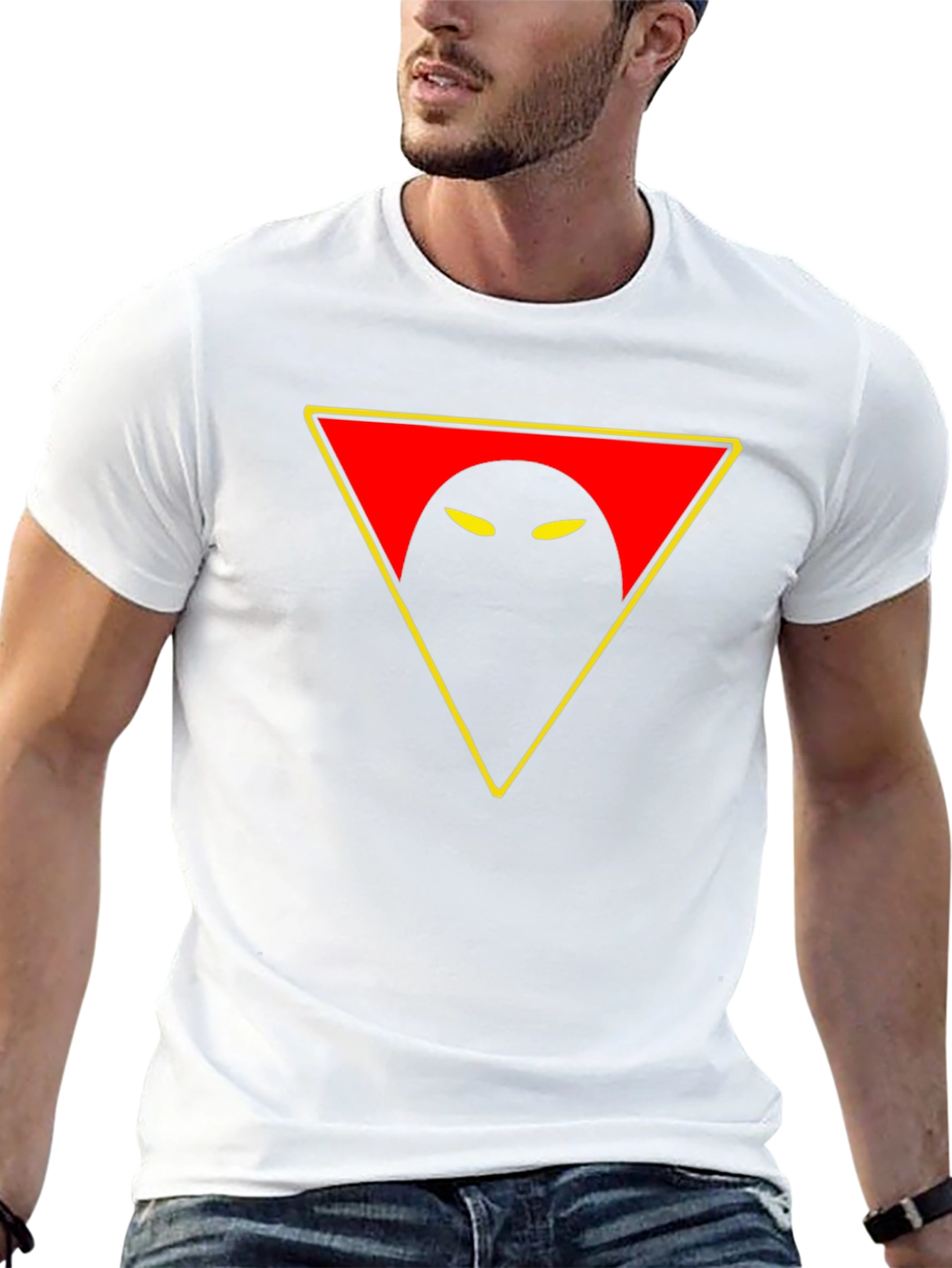 Mysterious Eye Triangle Graphic Tee - Black Cotton Shirt