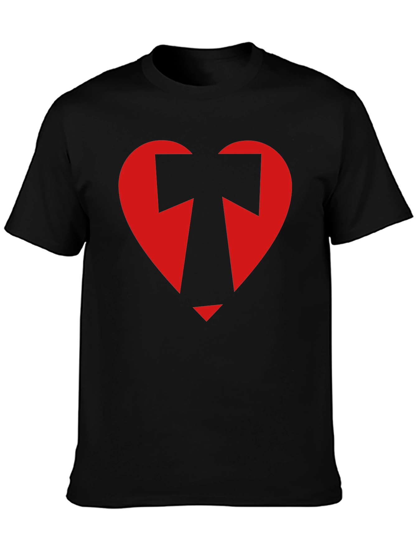 Geometric Heart Graphic Tee - Black