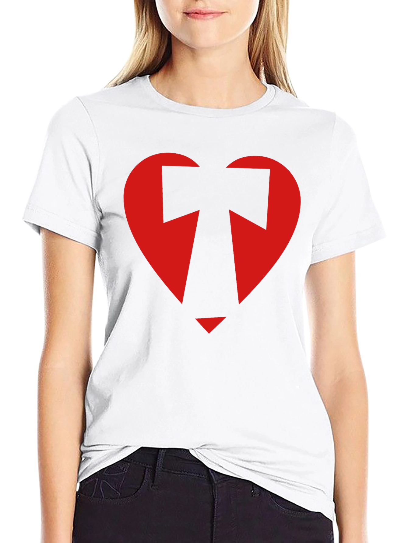 Geometric Heart Graphic Tee - Black