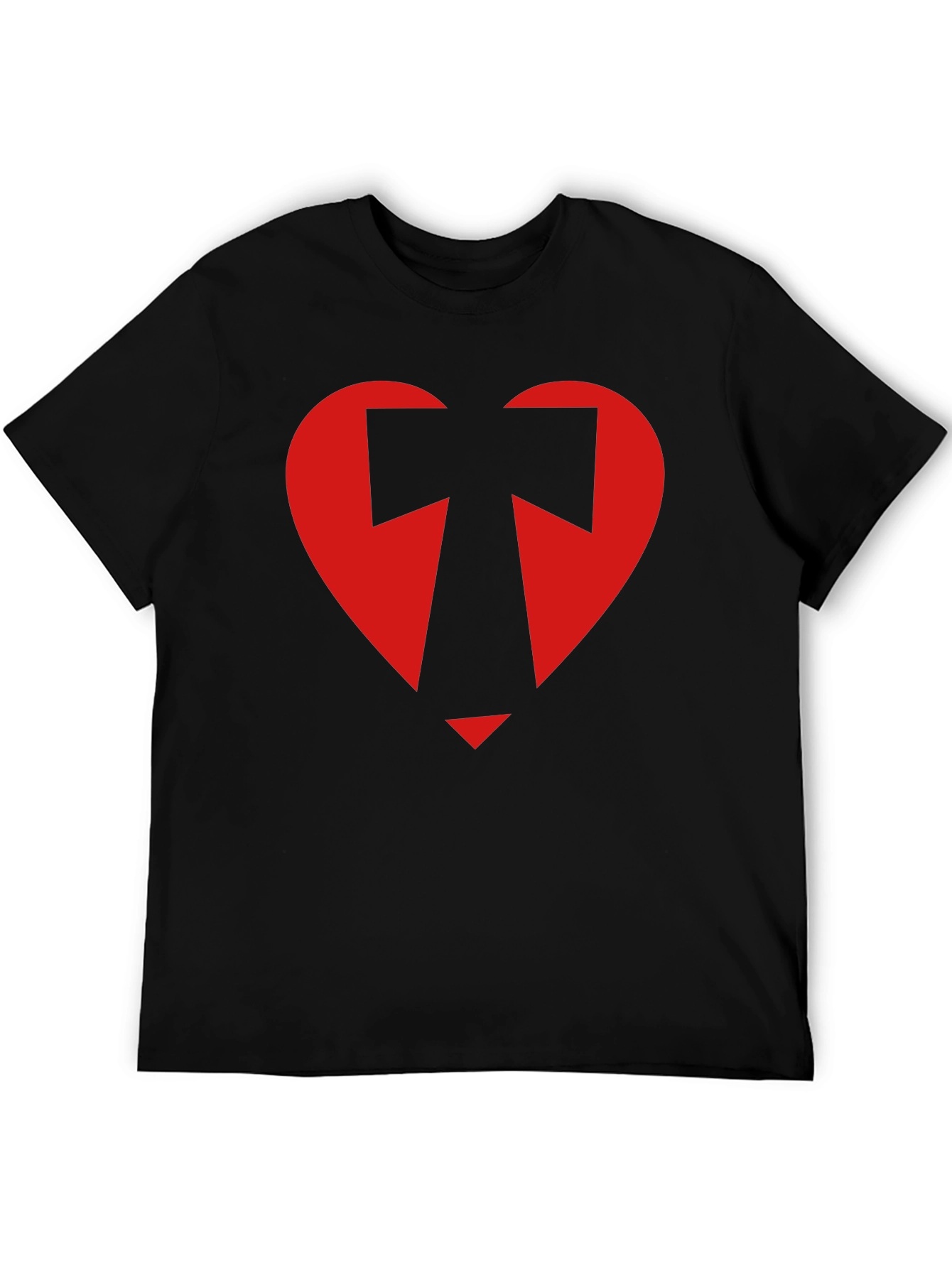 Geometric Heart Graphic Tee - Black