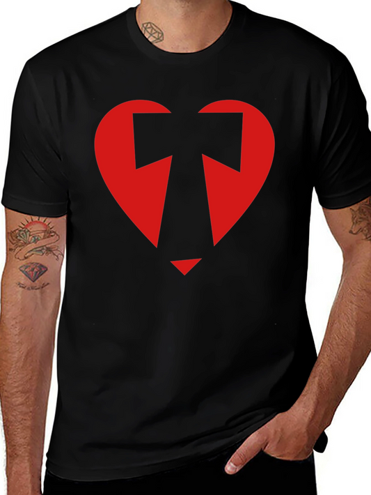 Geometric Heart Graphic Tee - Black