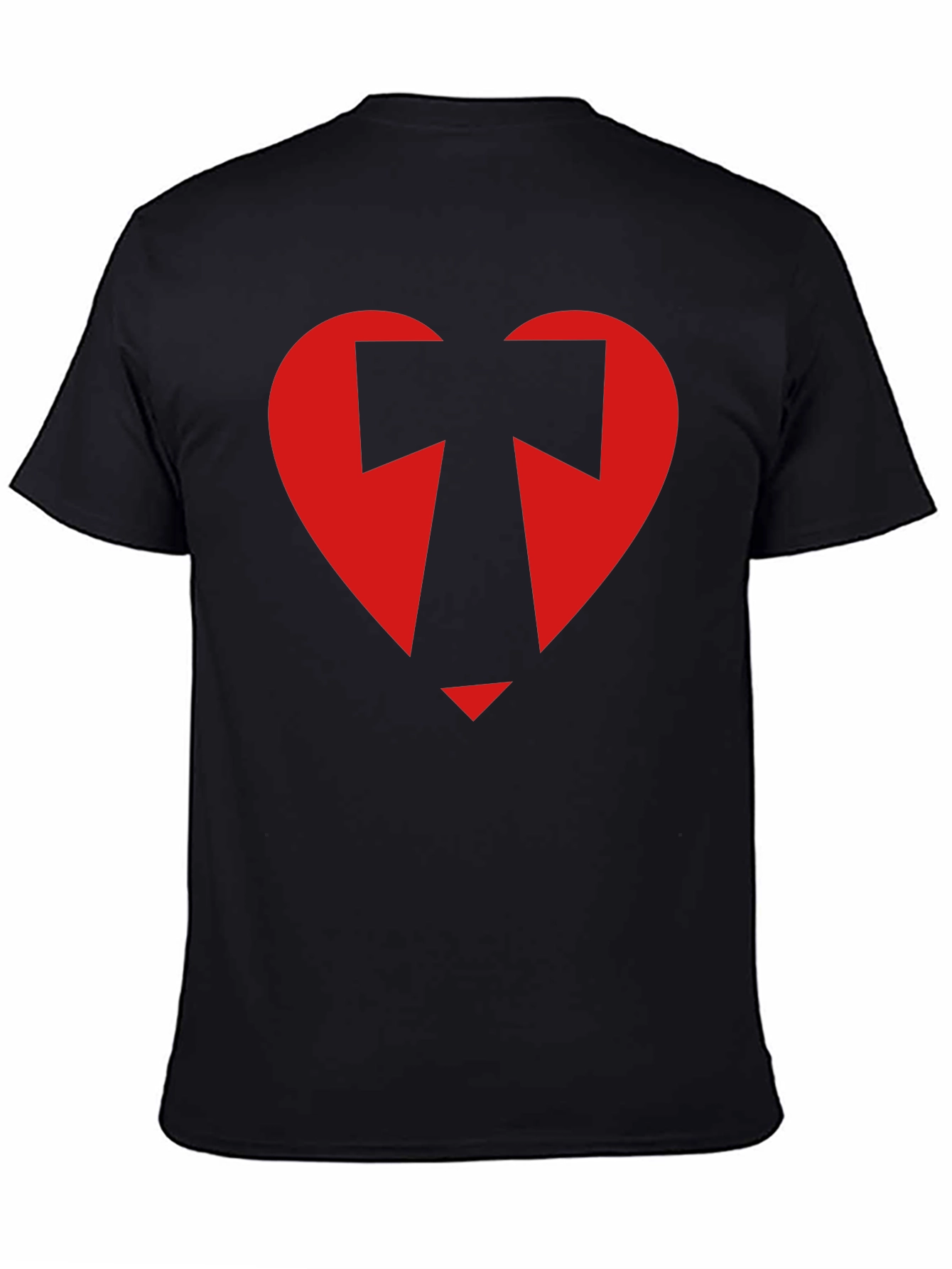 Geometric Heart Graphic Tee - Black