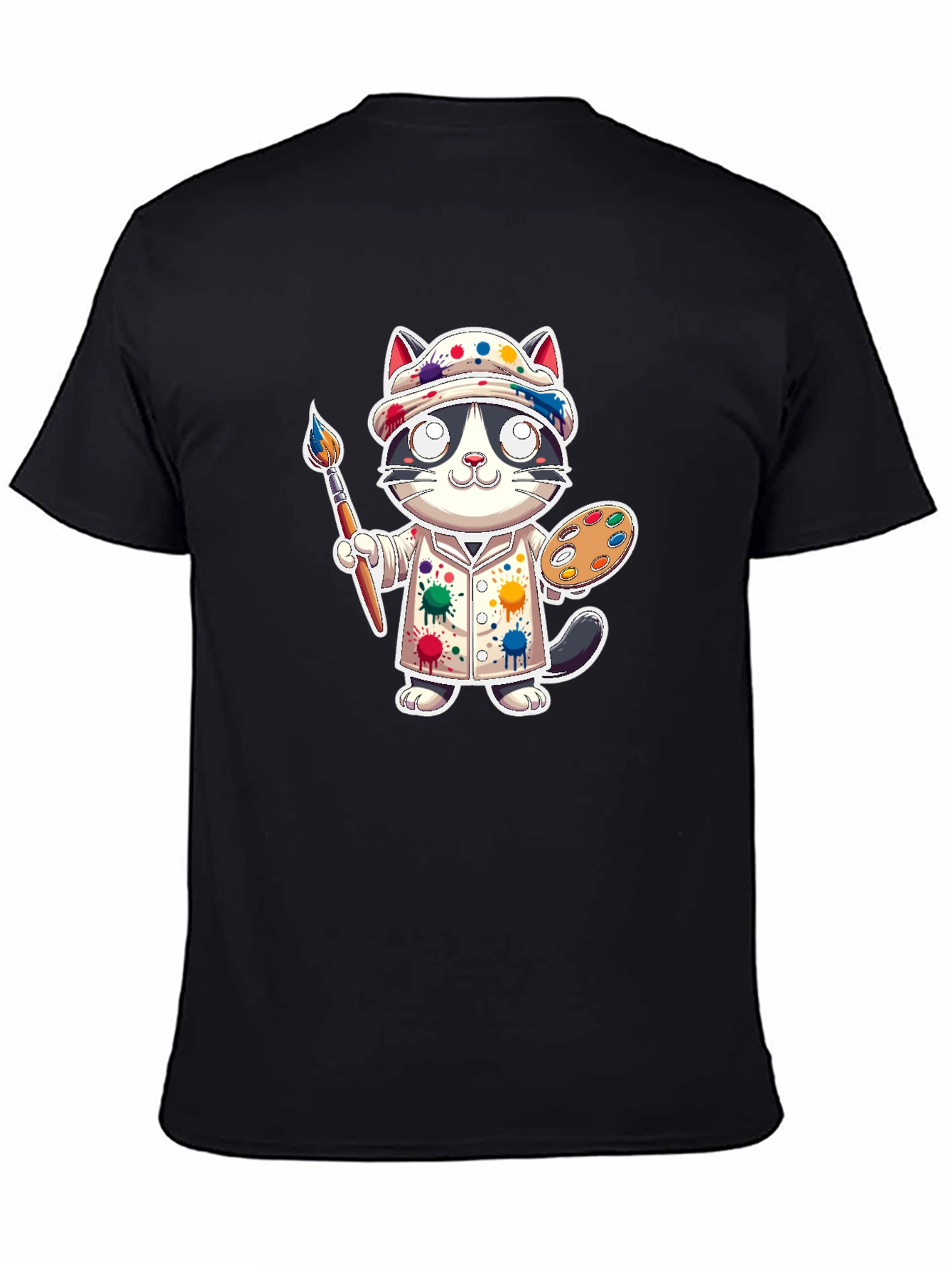 Cat Artist Graphic Tee - Painter Kitten T-Shirt