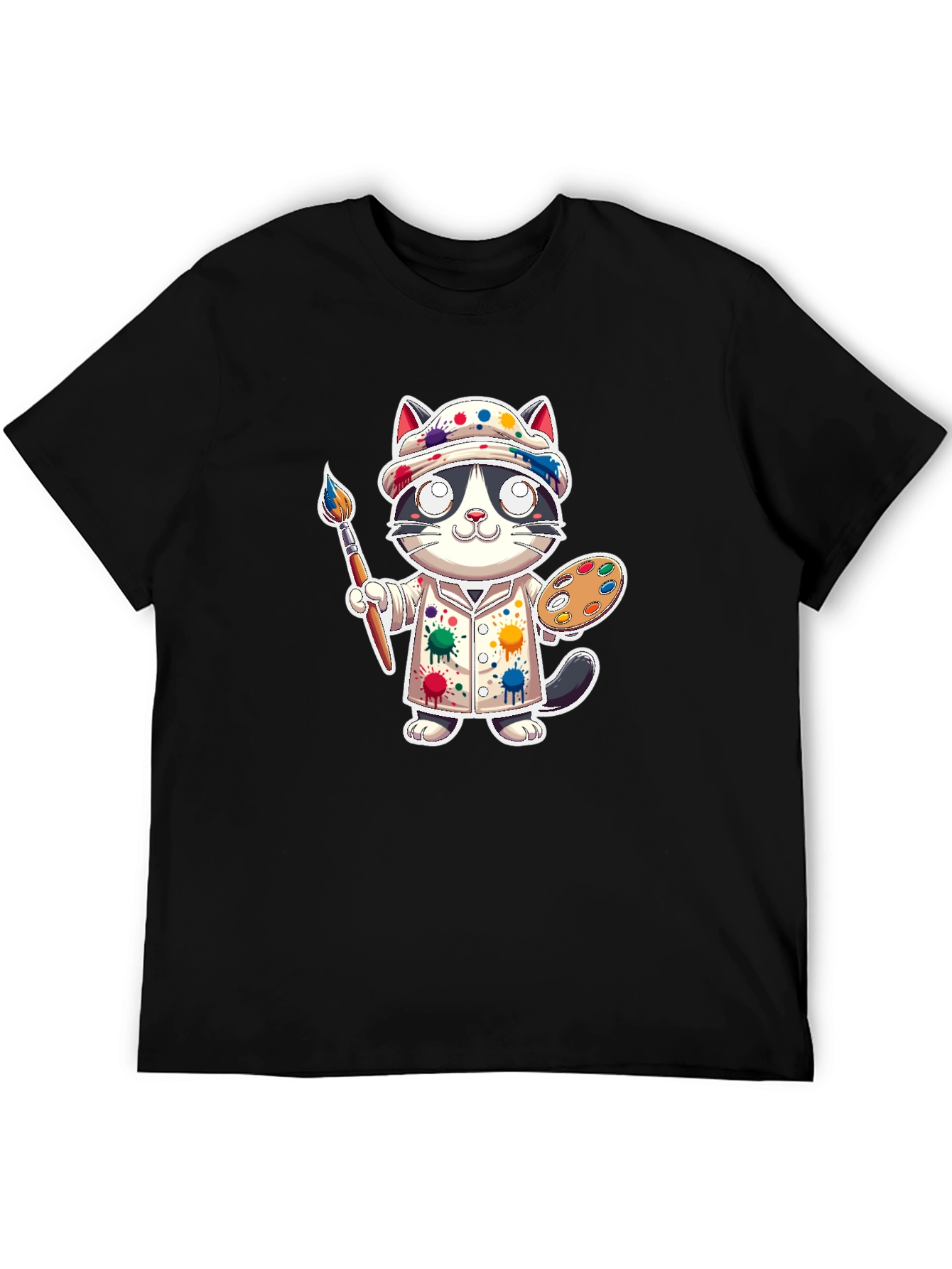 Cat Artist Graphic Tee - Painter Kitten T-Shirt