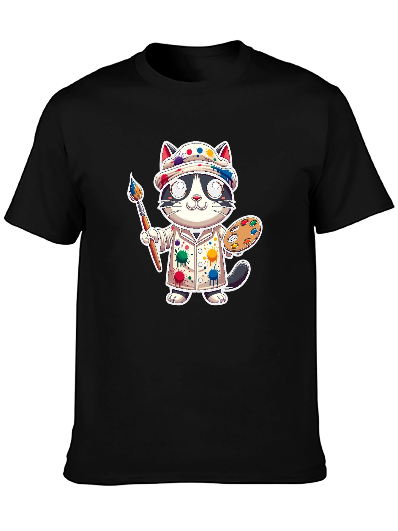 Cat Artist Graphic Tee - Painter Kitten T-Shirt