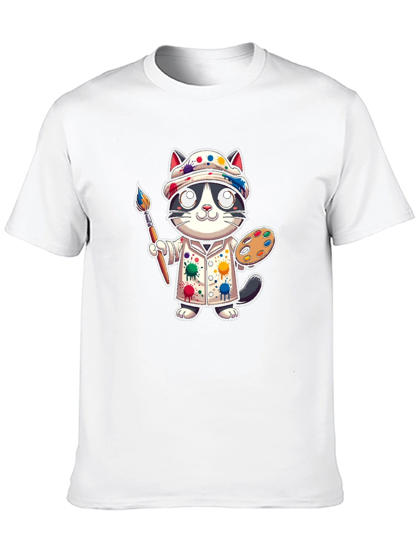 Cat Artist Graphic Tee - Painter Kitten T-Shirt