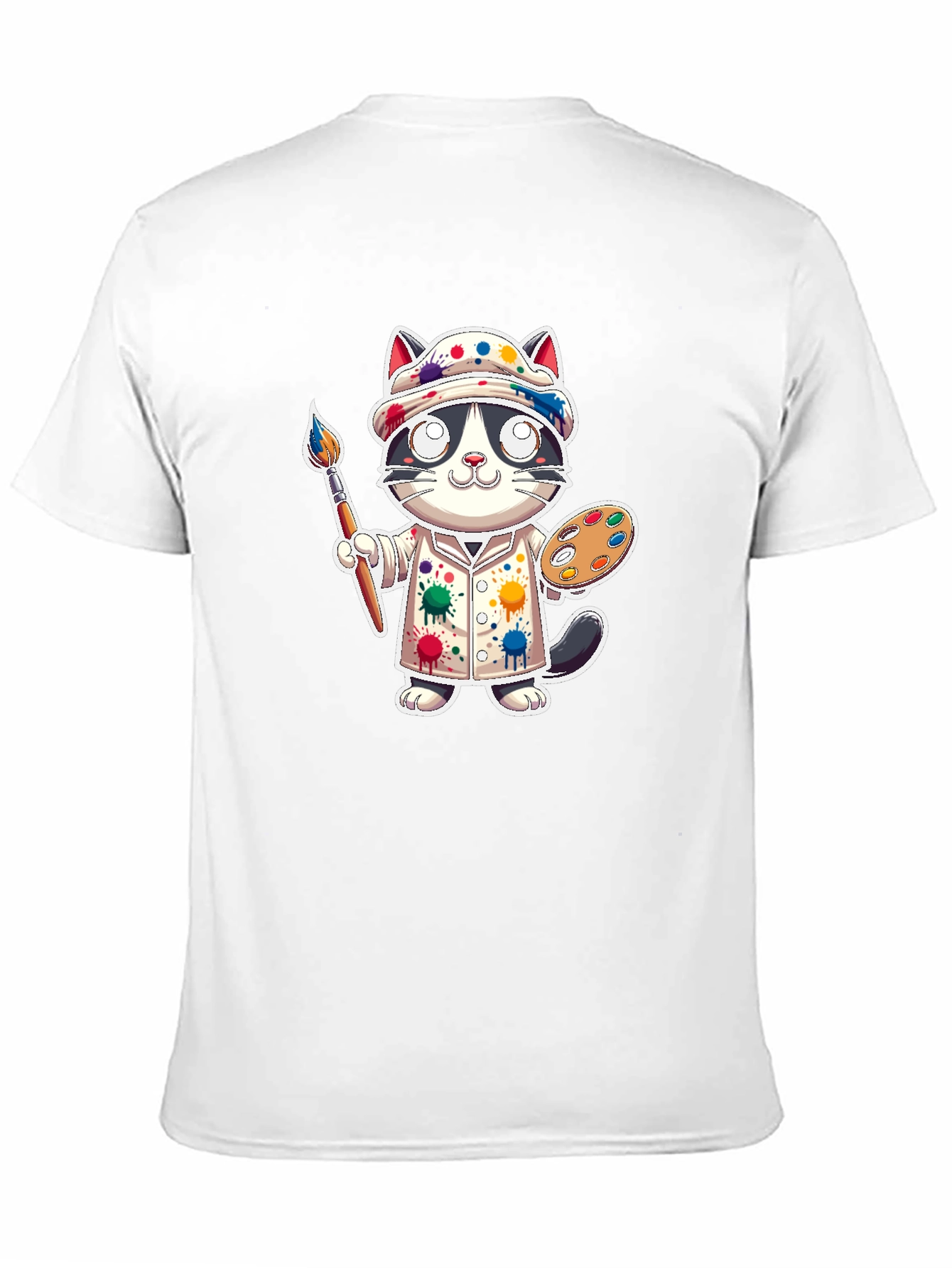 Cat Artist Graphic Tee - Painter Kitten T-Shirt