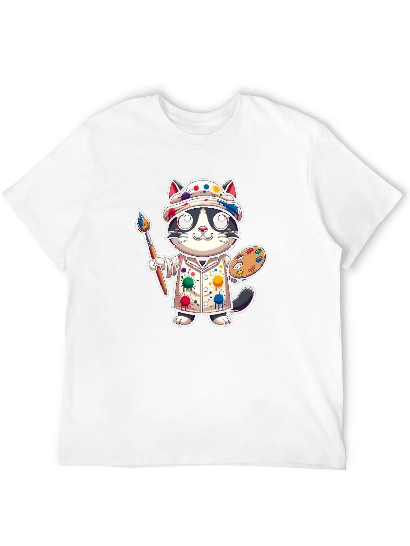 Cat Artist Graphic Tee - Painter Kitten T-Shirt