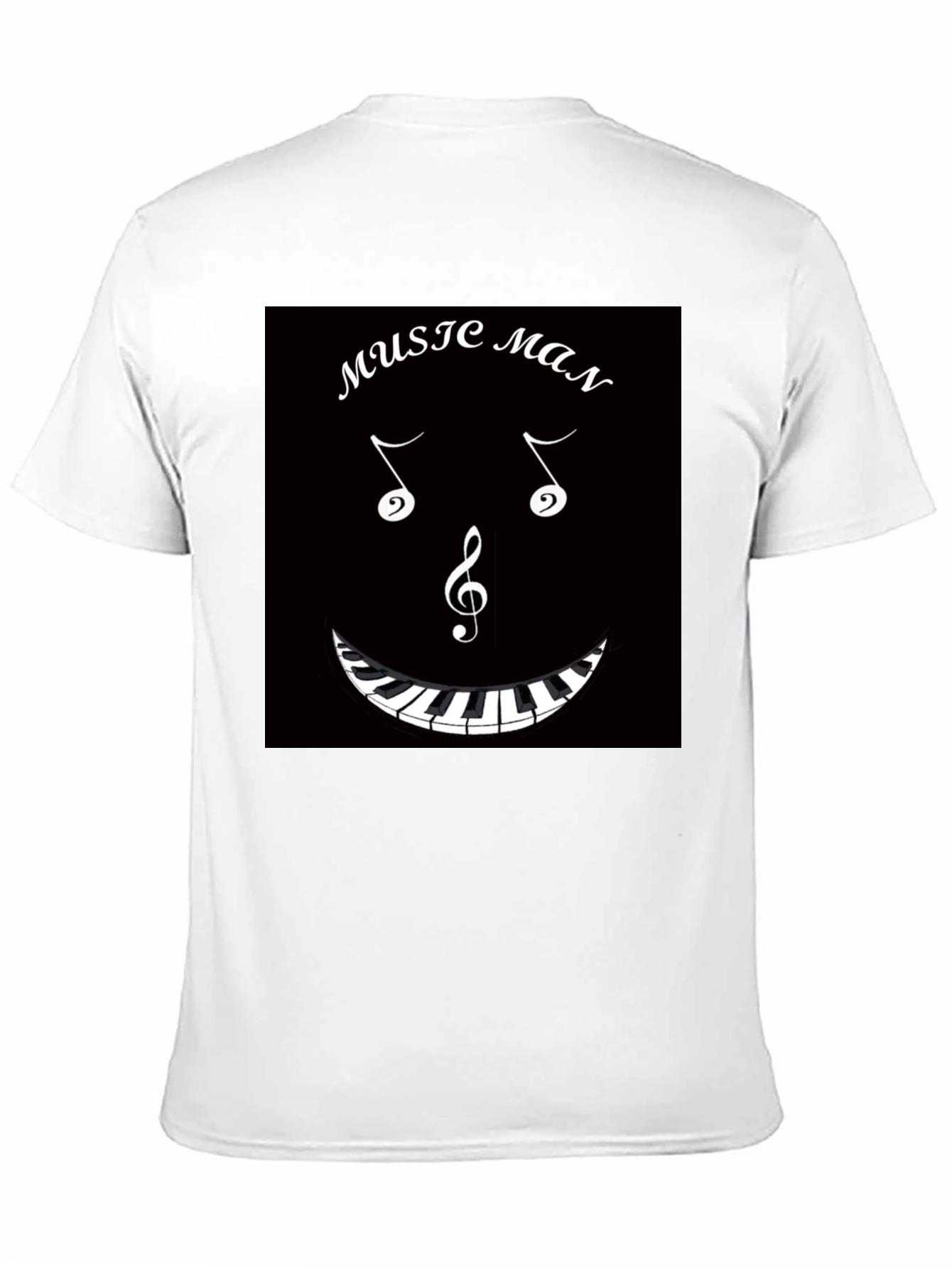 Music Man T-Shirt: Musical Notes & Piano Keyboard Design