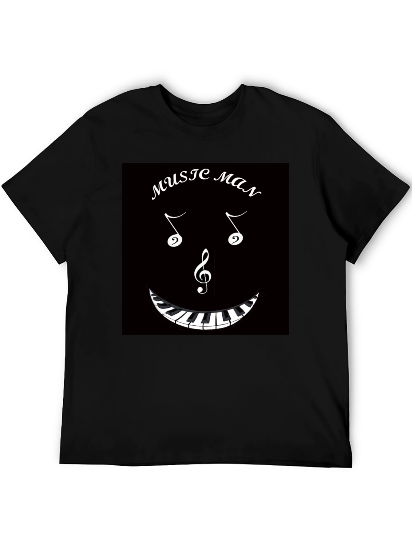 Music Man T-Shirt: Musical Notes & Piano Keyboard Design
