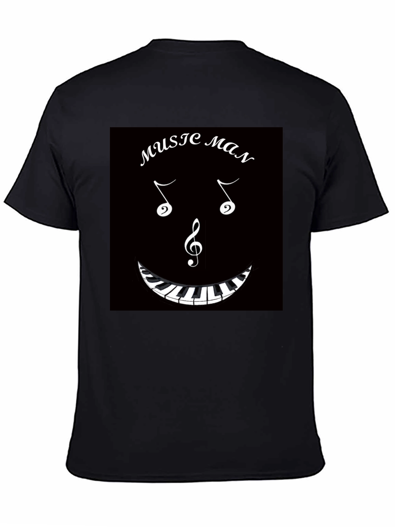 Music Man T-Shirt: Musical Notes & Piano Keyboard Design