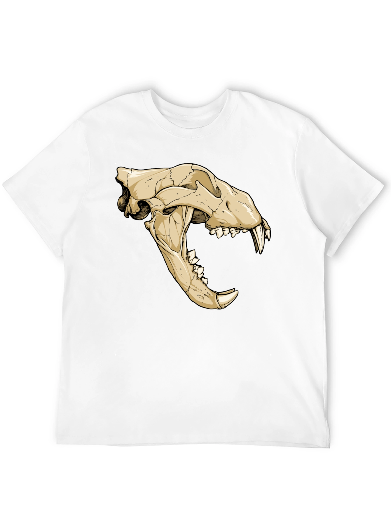 Tiger Skull Graphic Print Black T-Shirt