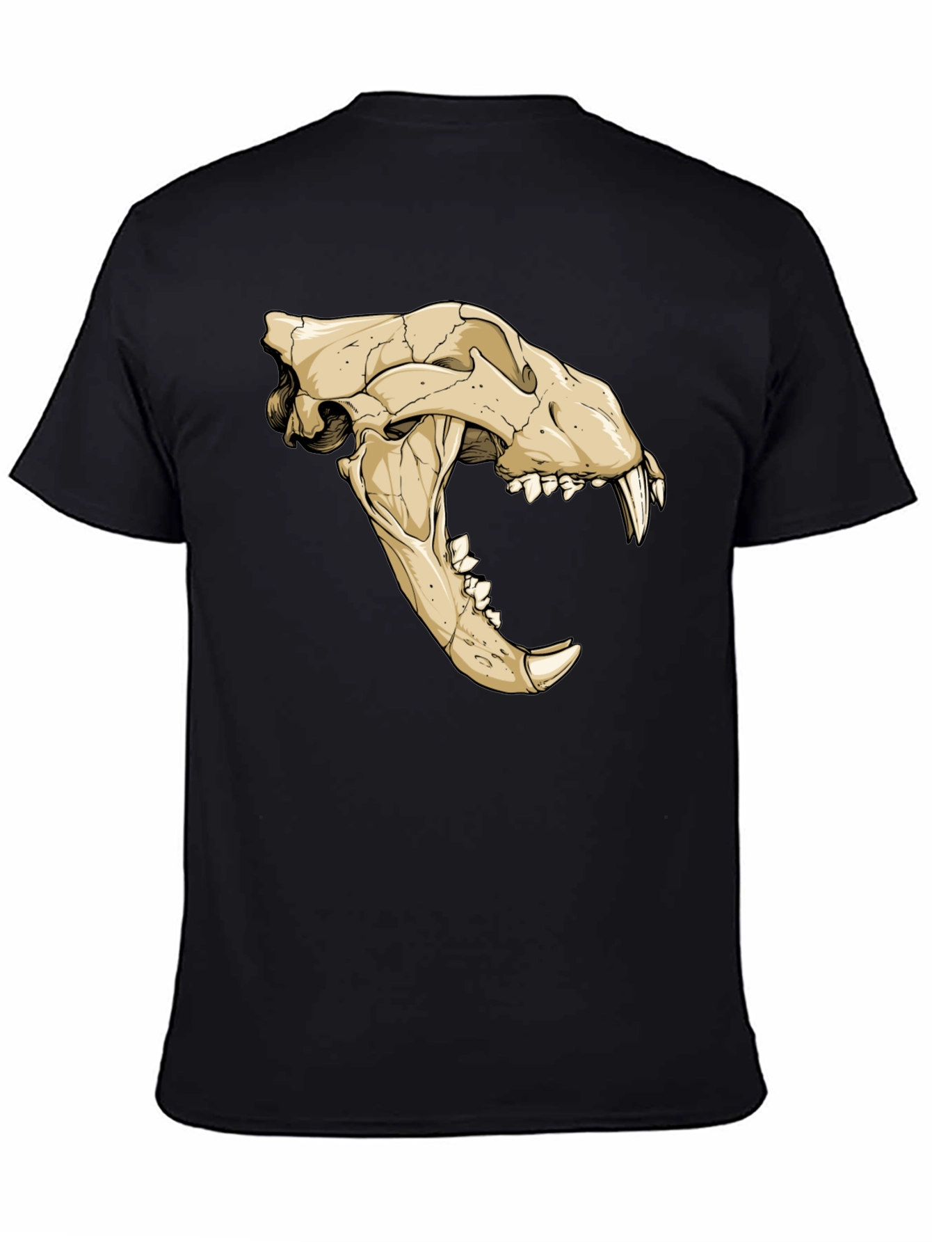 Tiger Skull Graphic Print Black T-Shirt