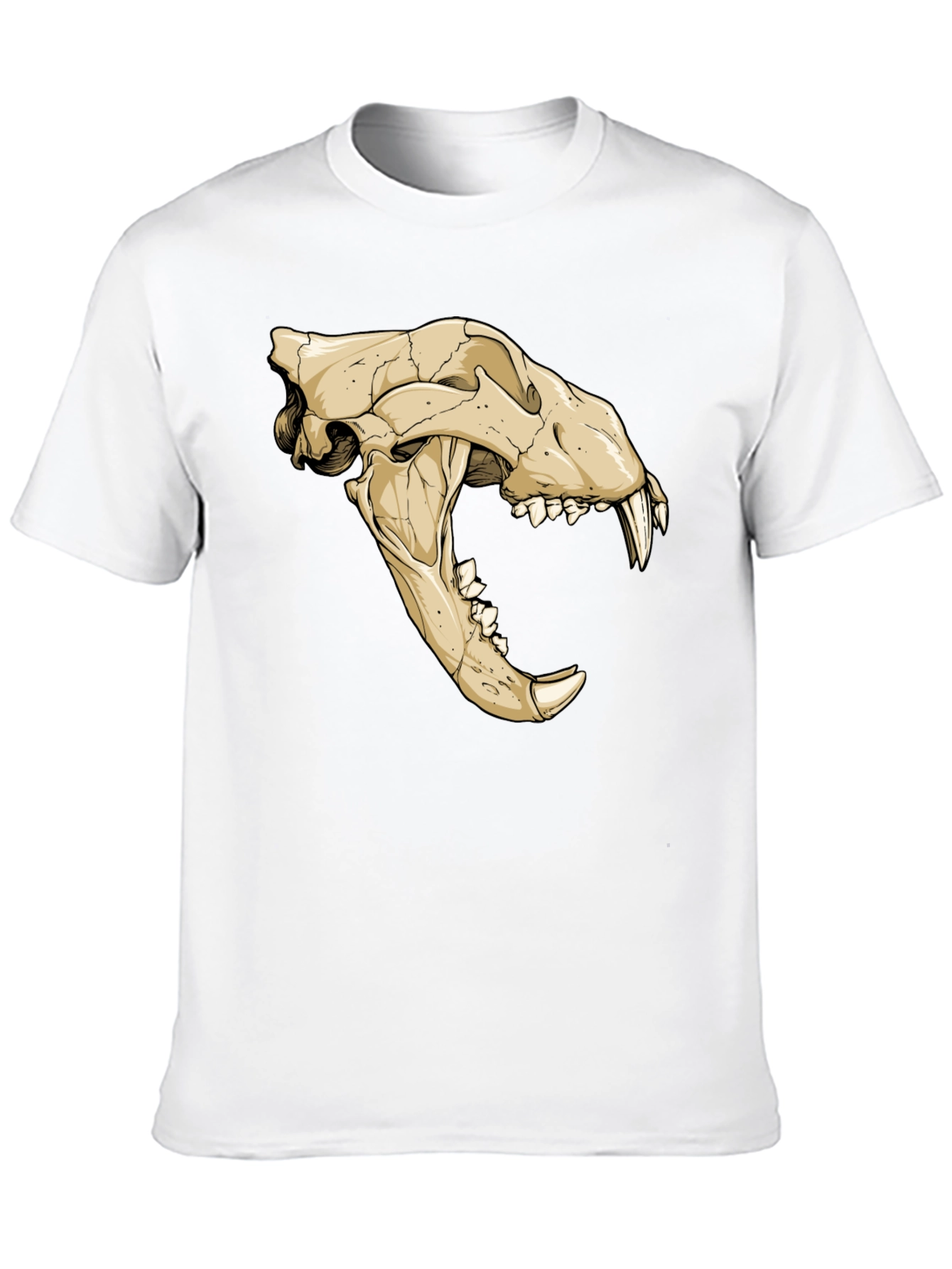 Tiger Skull Graphic Print Black T-Shirt