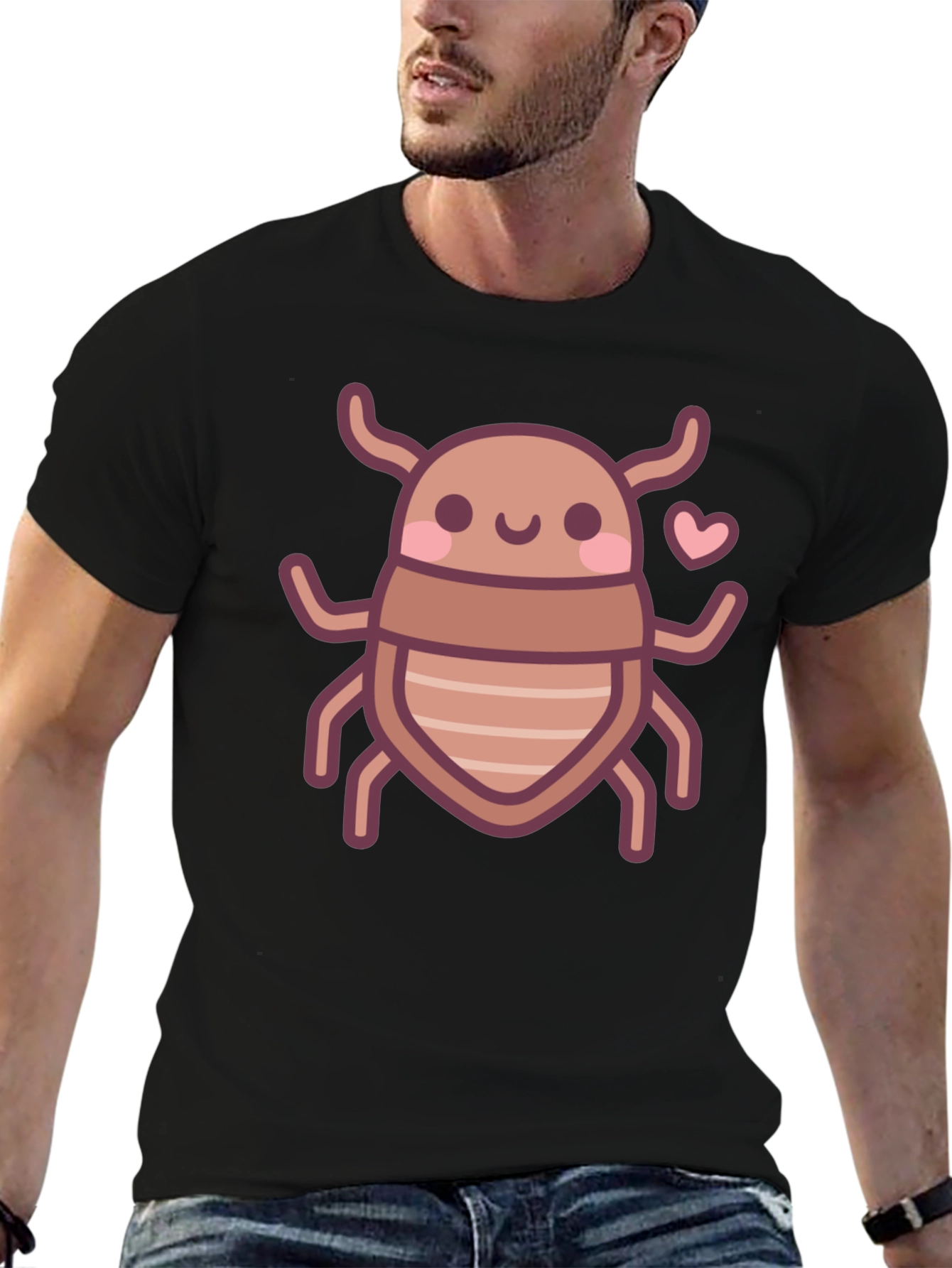 Cute Bug Graphic Tee - Black Cotton T-Shirt