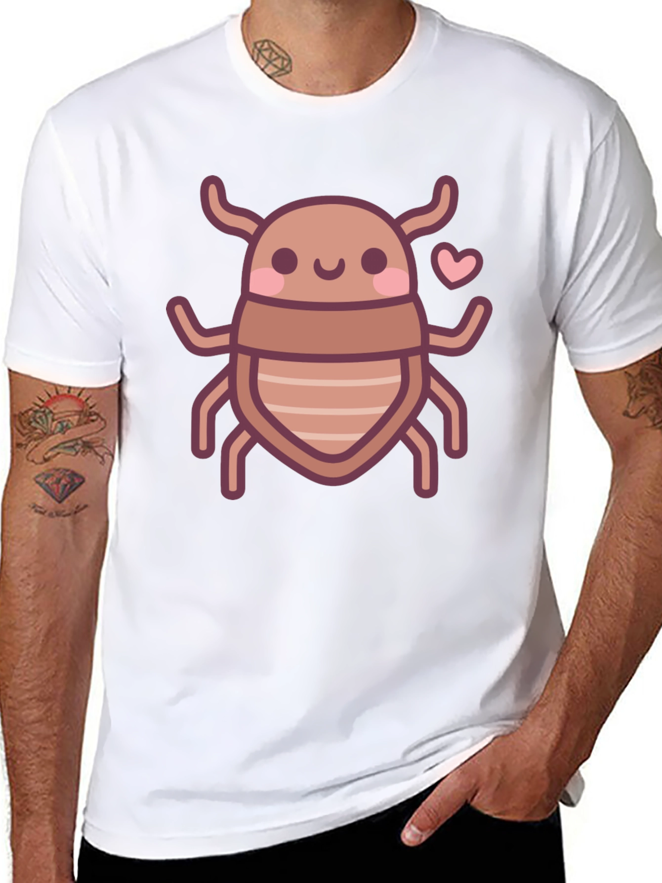 Cute Bug Graphic Tee - Black Cotton T-Shirt
