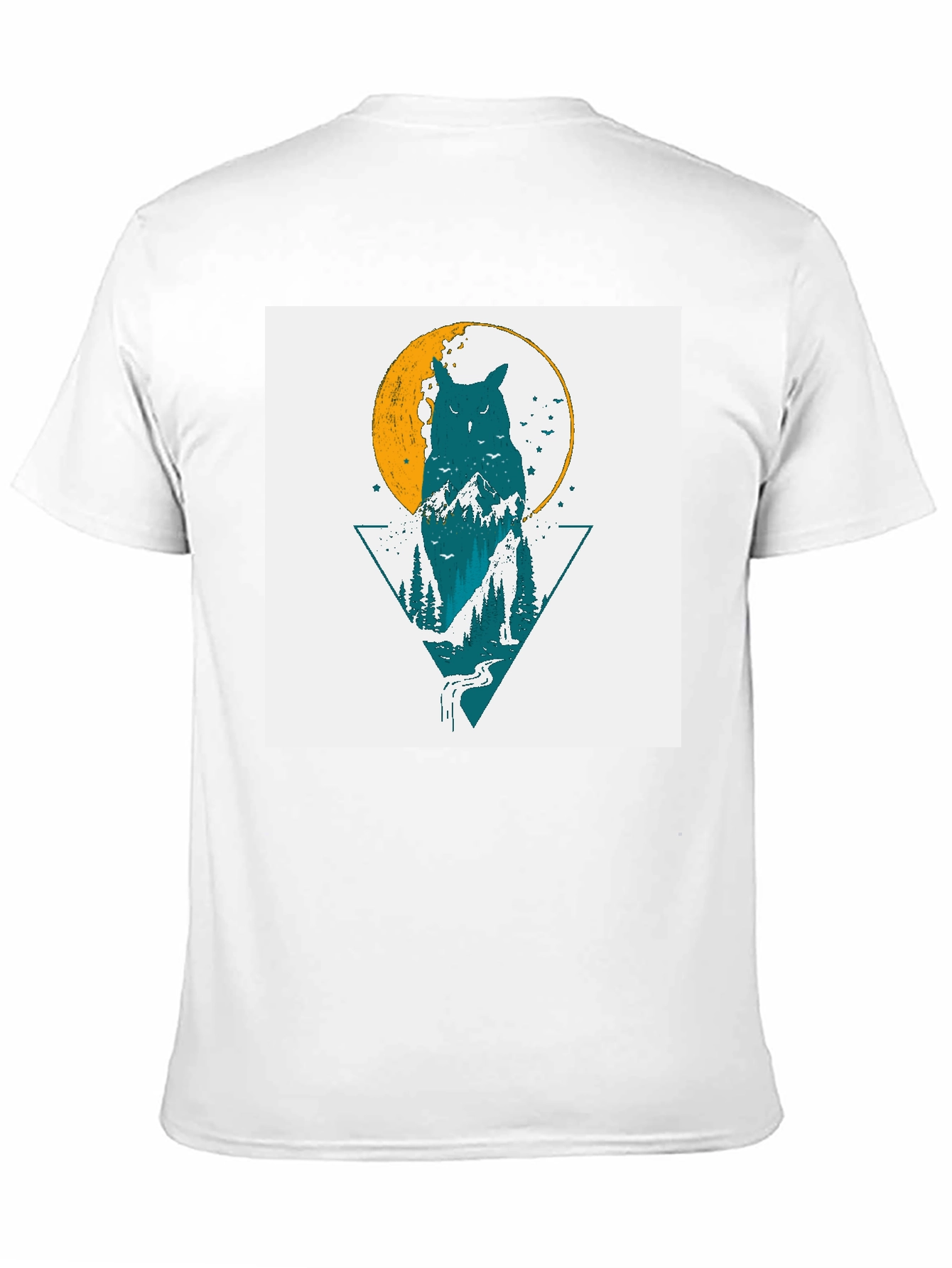 Owl & Nature Graphic Print Black Tee