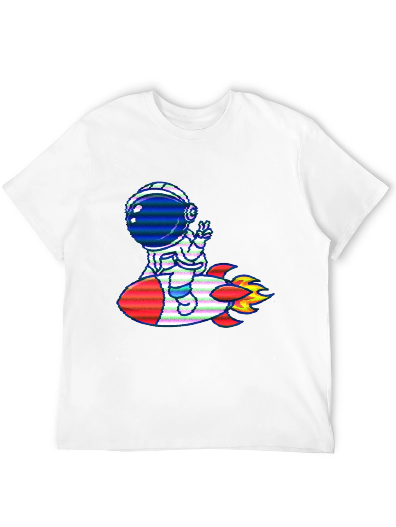 Astronaut Rocket T-Shirt - Black Cotton Tee