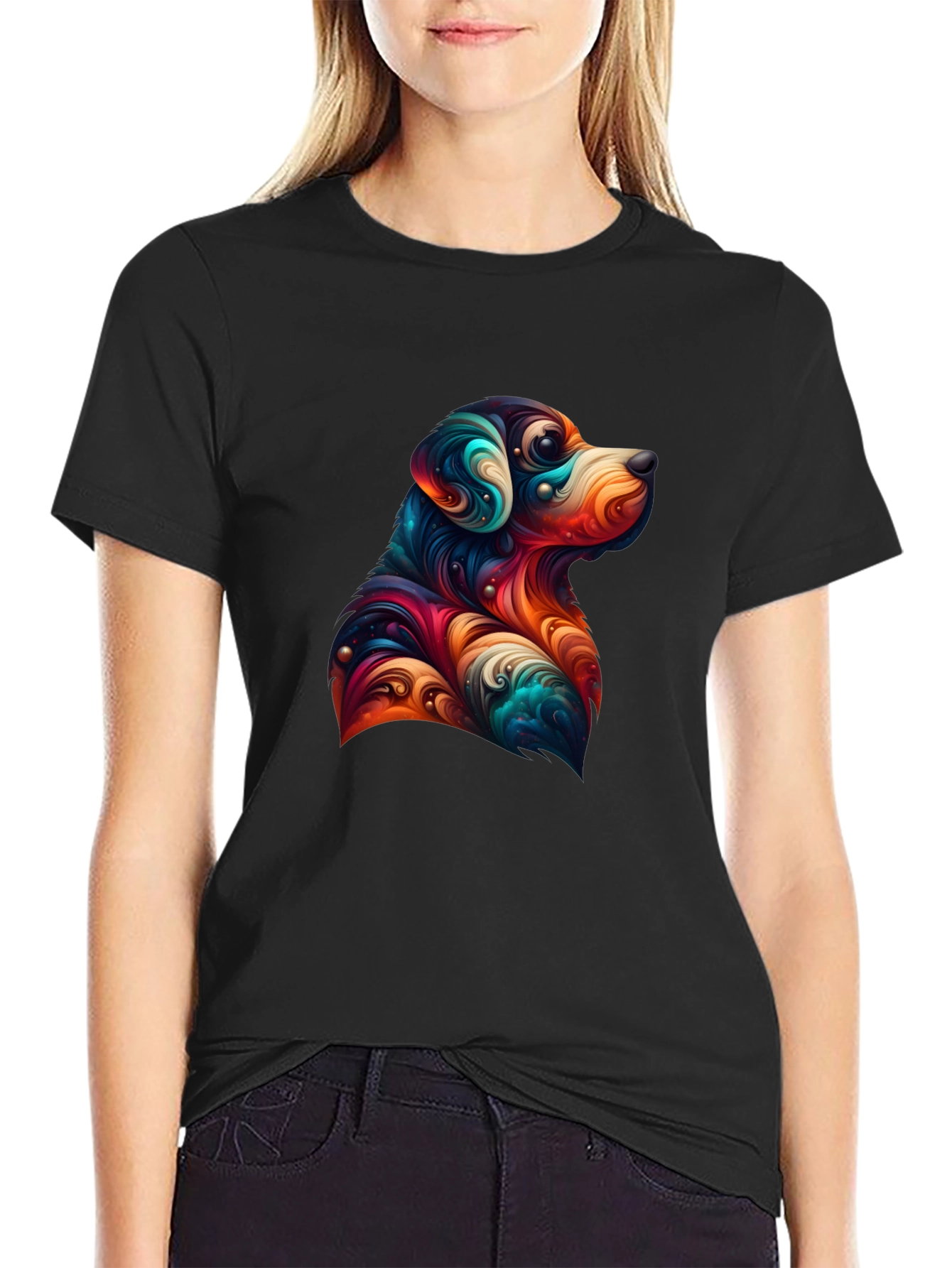 Dog Art Graphic Tee - Black Unisex T-Shirt