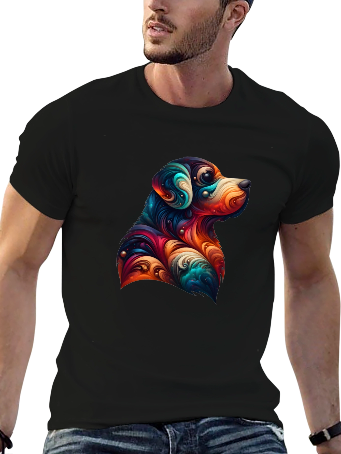Dog Art Graphic Tee - Black Unisex T-Shirt