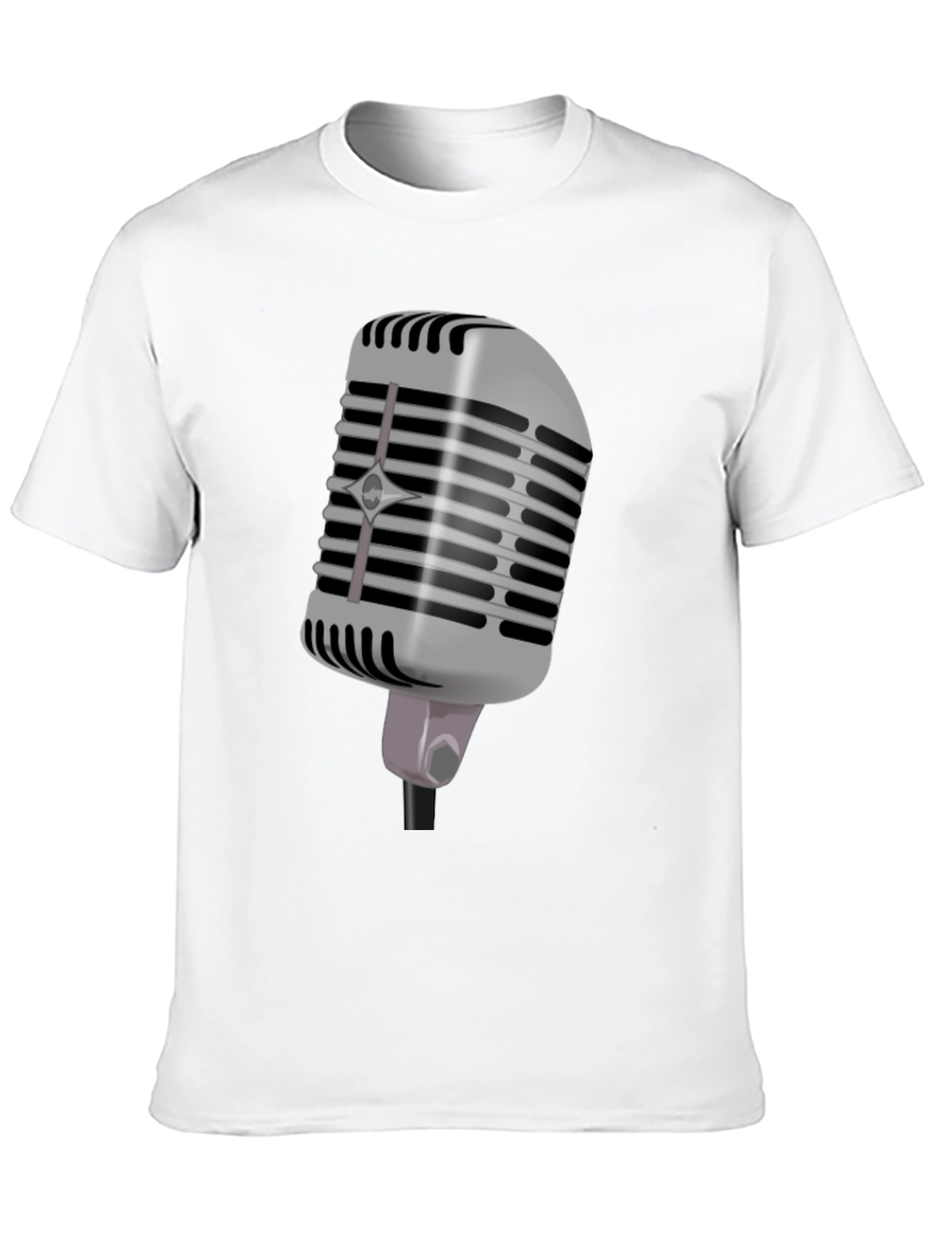 Retro Microphone Graphic Tee - Black