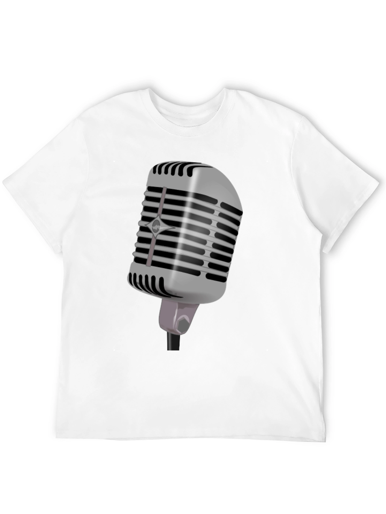Retro Microphone Graphic Tee - Black