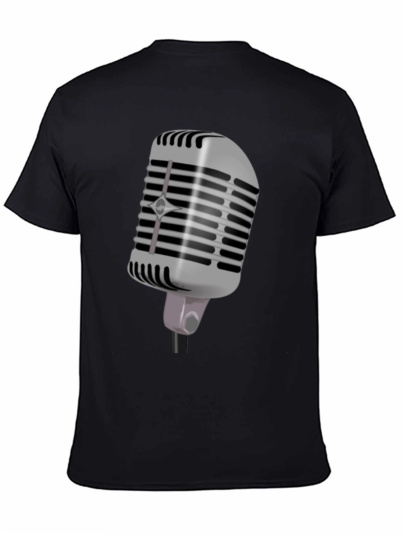 Retro Microphone Graphic Tee - Black