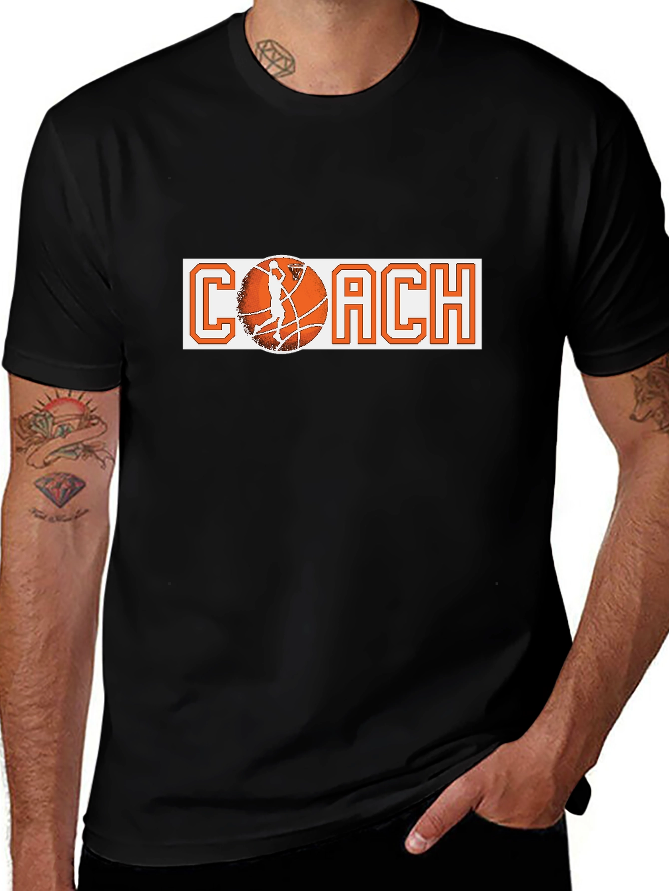 Basketball Coach Graphic Tee - Black