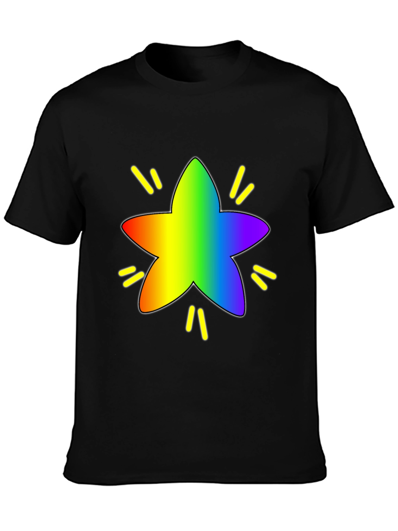 Rainbow Star Graphic Tee - Black