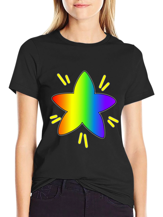 Rainbow Star Graphic Tee - Black