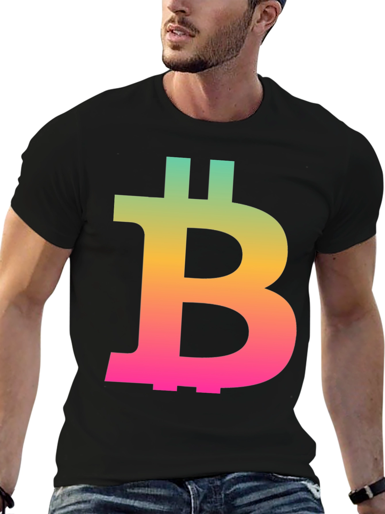 Bitcoin Rainbow Gradient Tee - Crypto Enthusiast Fashion