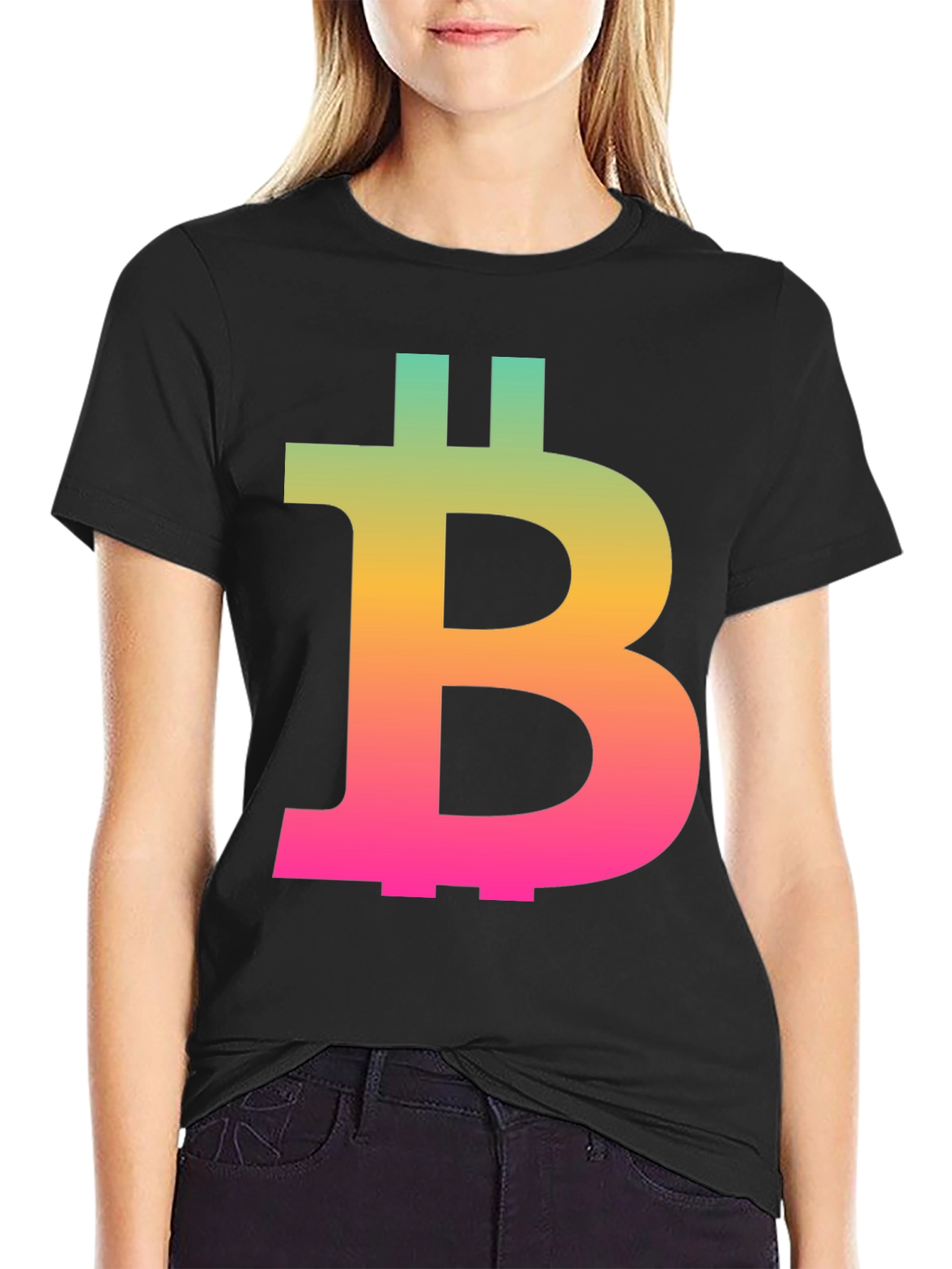 Bitcoin Rainbow Gradient Tee - Crypto Enthusiast Fashion