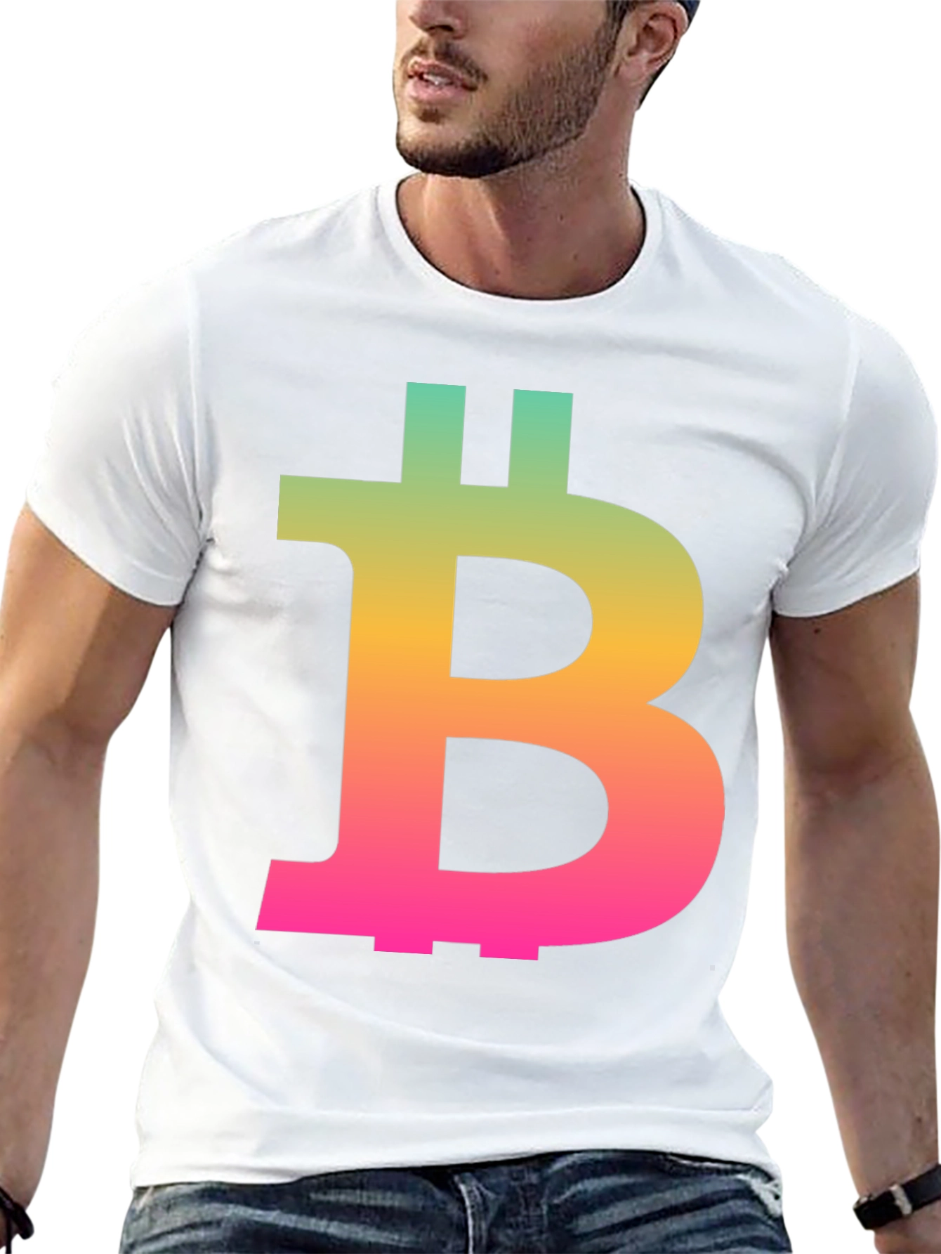 Bitcoin Rainbow Gradient Tee - Crypto Enthusiast Fashion