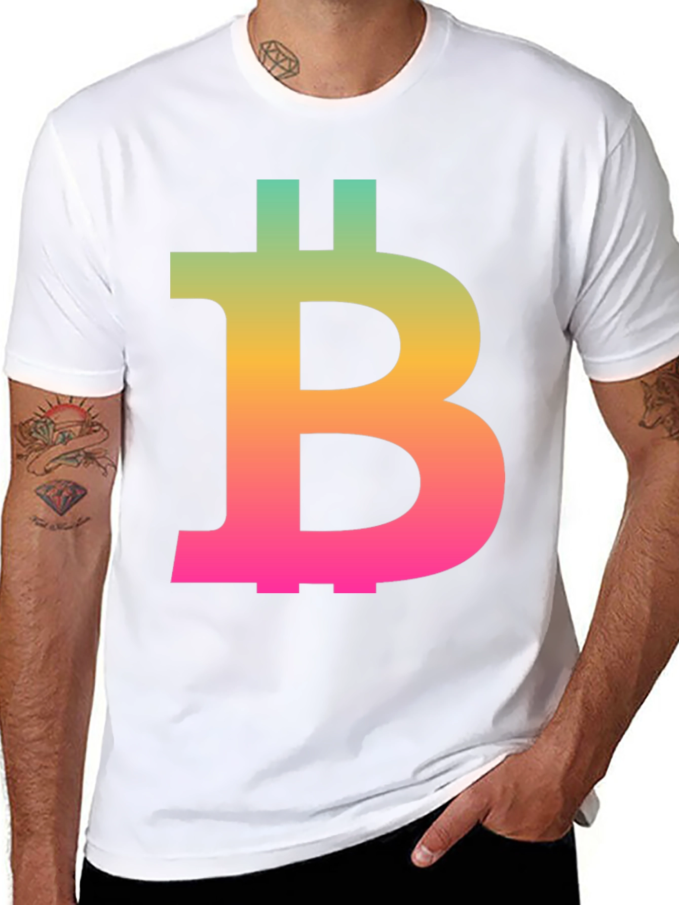 Bitcoin Rainbow Gradient Tee - Crypto Enthusiast Fashion