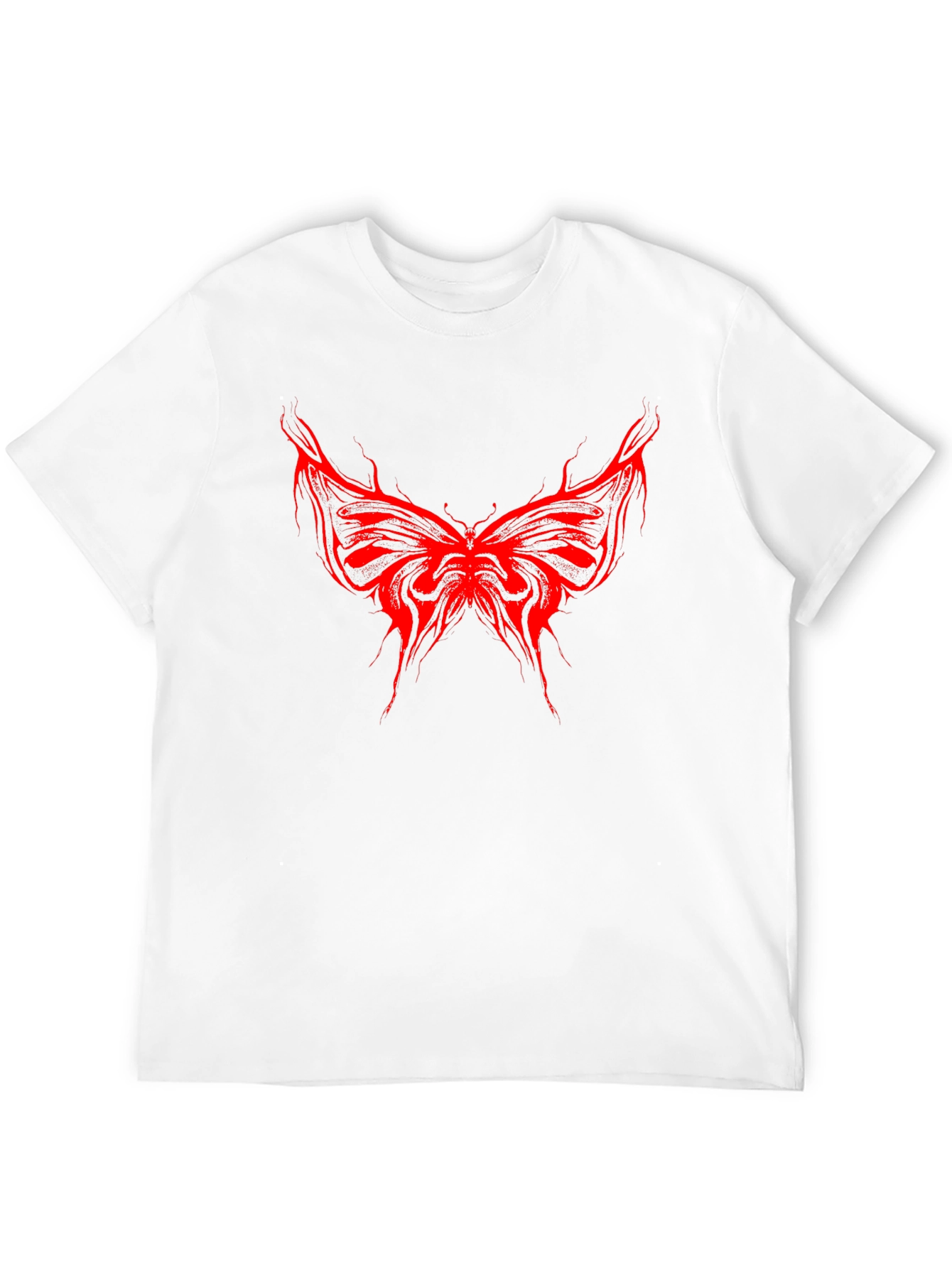 Edgy Red Butterfly Graphic Black T-Shirt