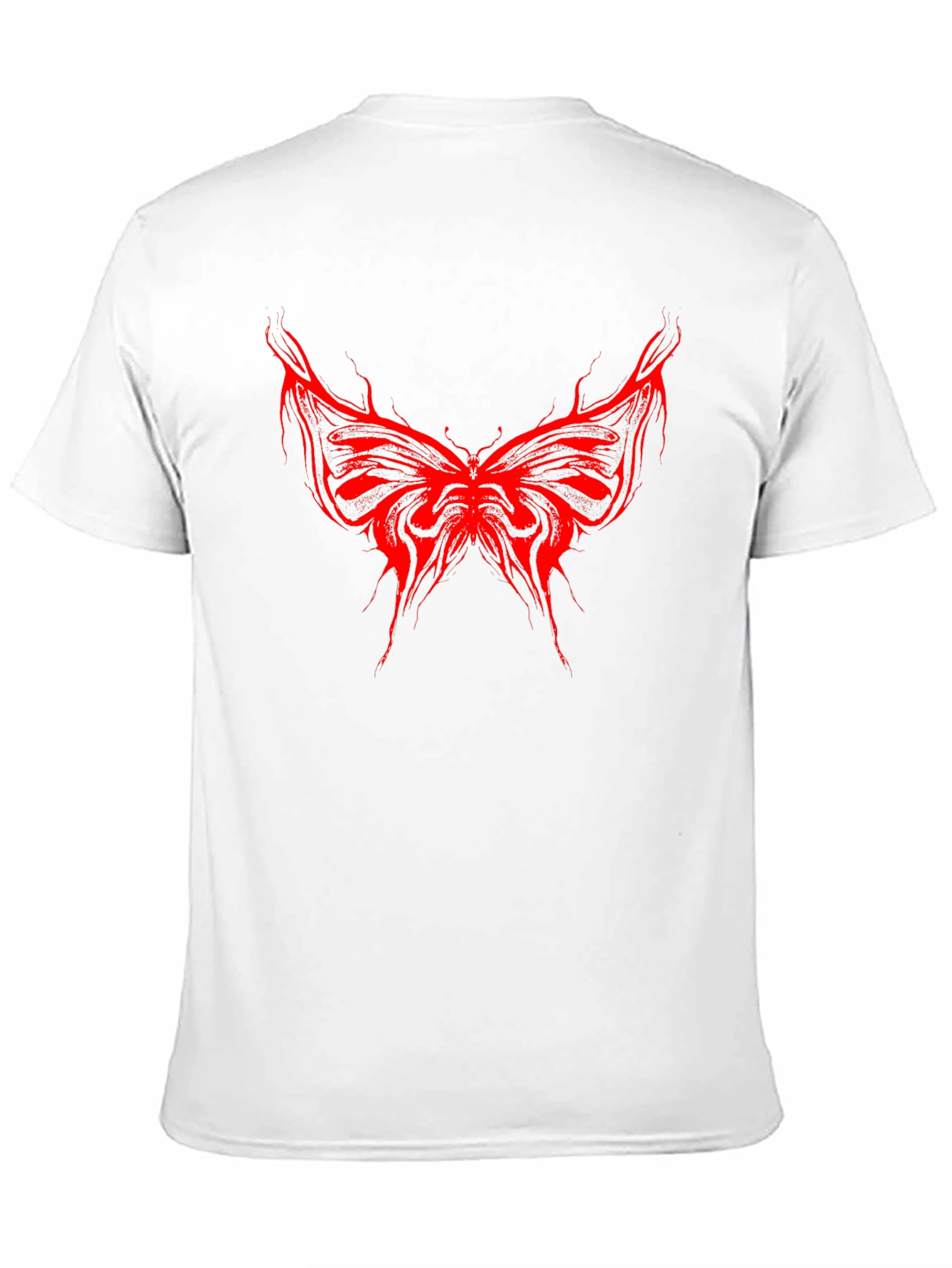 Edgy Red Butterfly Graphic Black T-Shirt