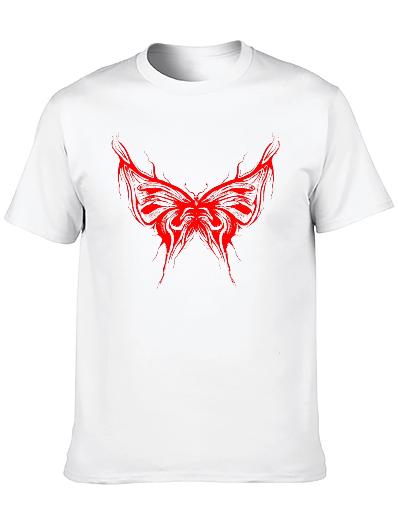 Edgy Red Butterfly Graphic Black T-Shirt