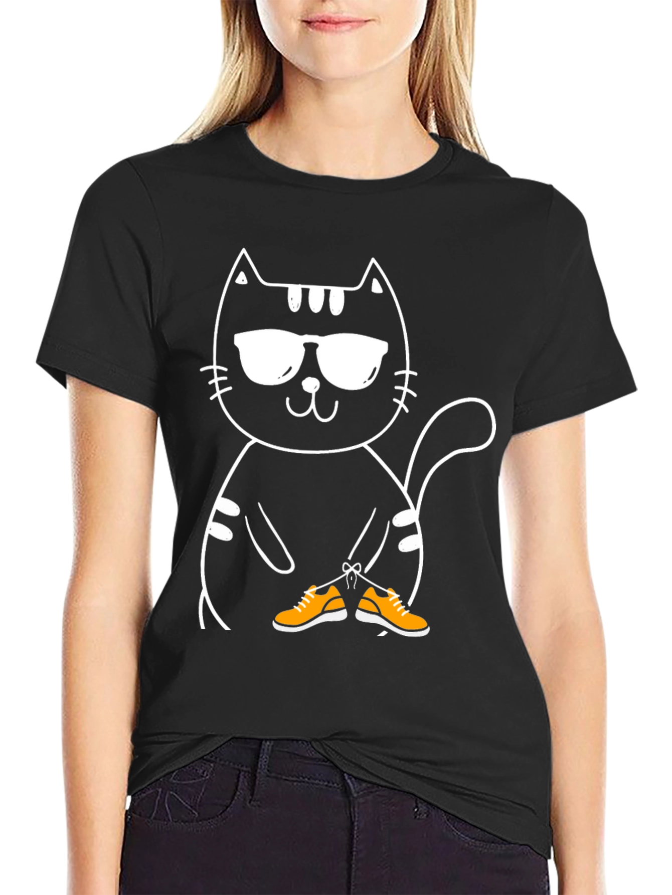 Cool Cat with Shoes Graphic T-Shirt