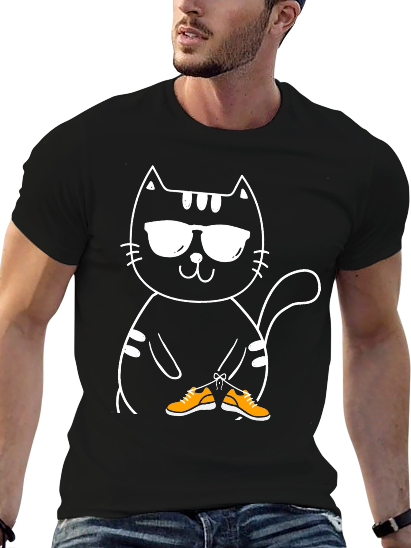 Cool Cat with Shoes Graphic T-Shirt