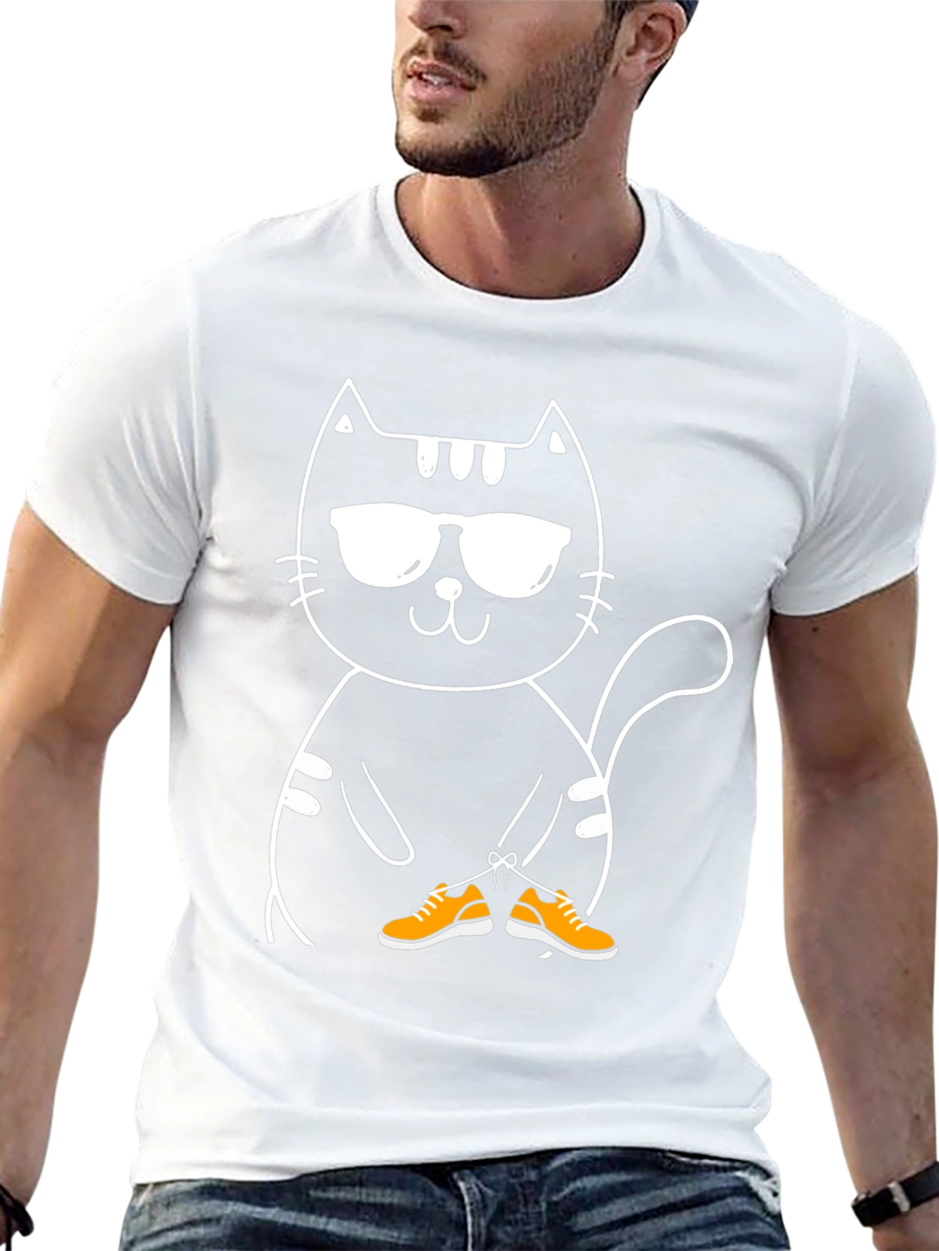 Cool Cat with Shoes Graphic T-Shirt