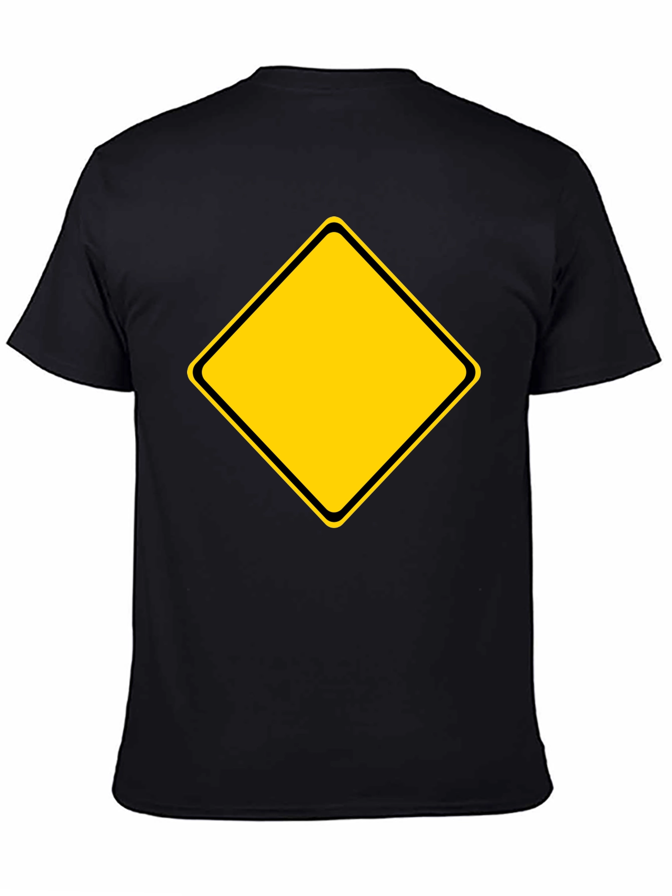 Warning Sign Graphic Tee - Black Cotton Blend Shirt
