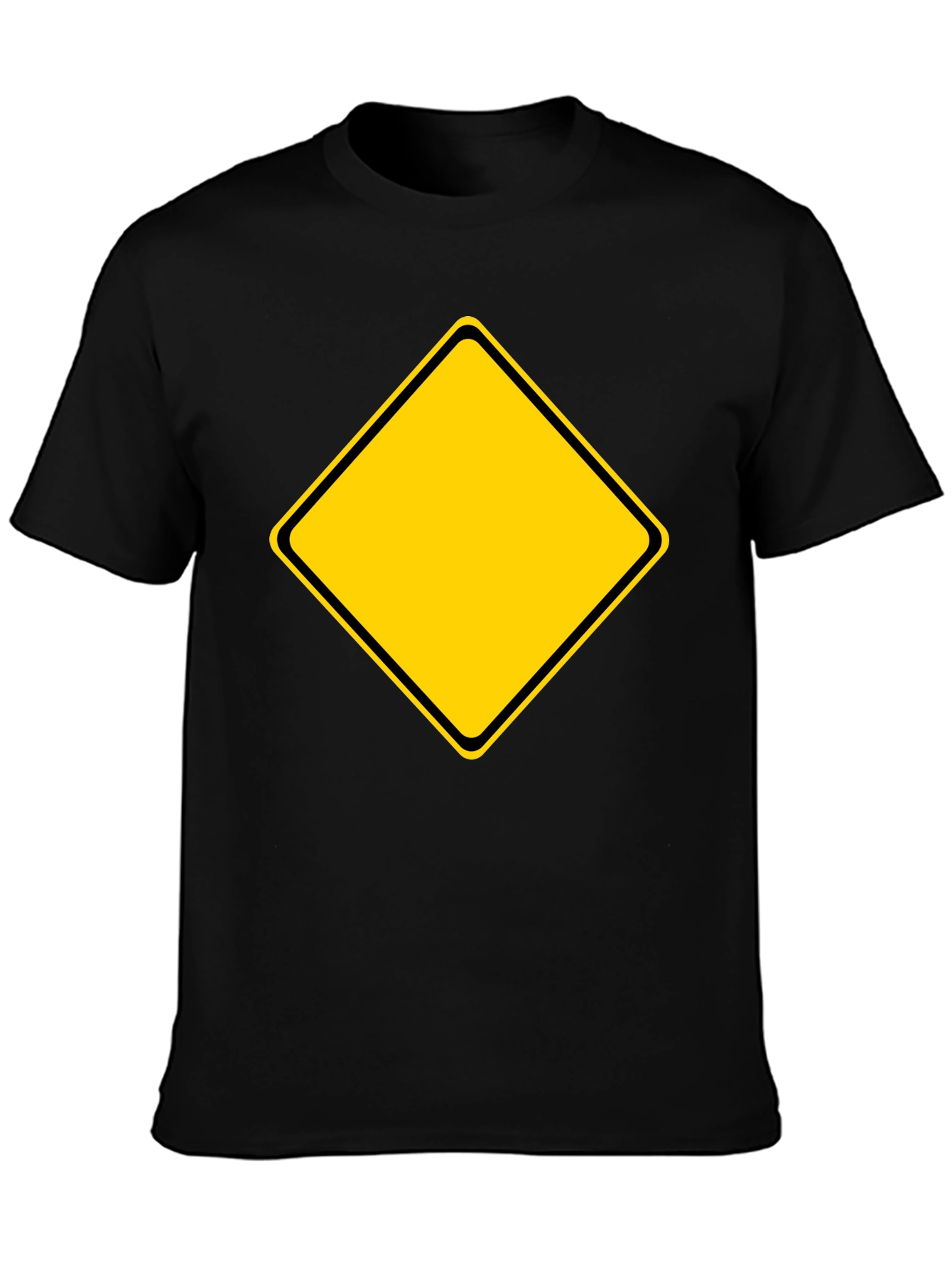 Warning Sign Graphic Tee - Black Cotton Blend Shirt